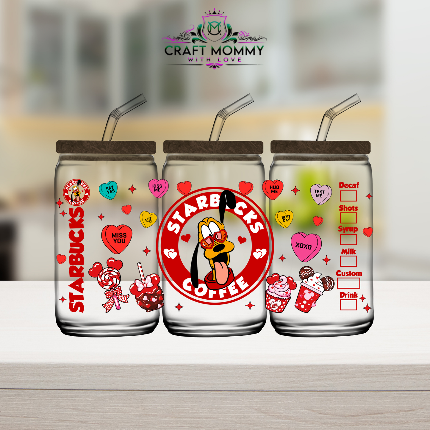 Pluto Cupid vibes Valentines UV DTF Wrap 160z