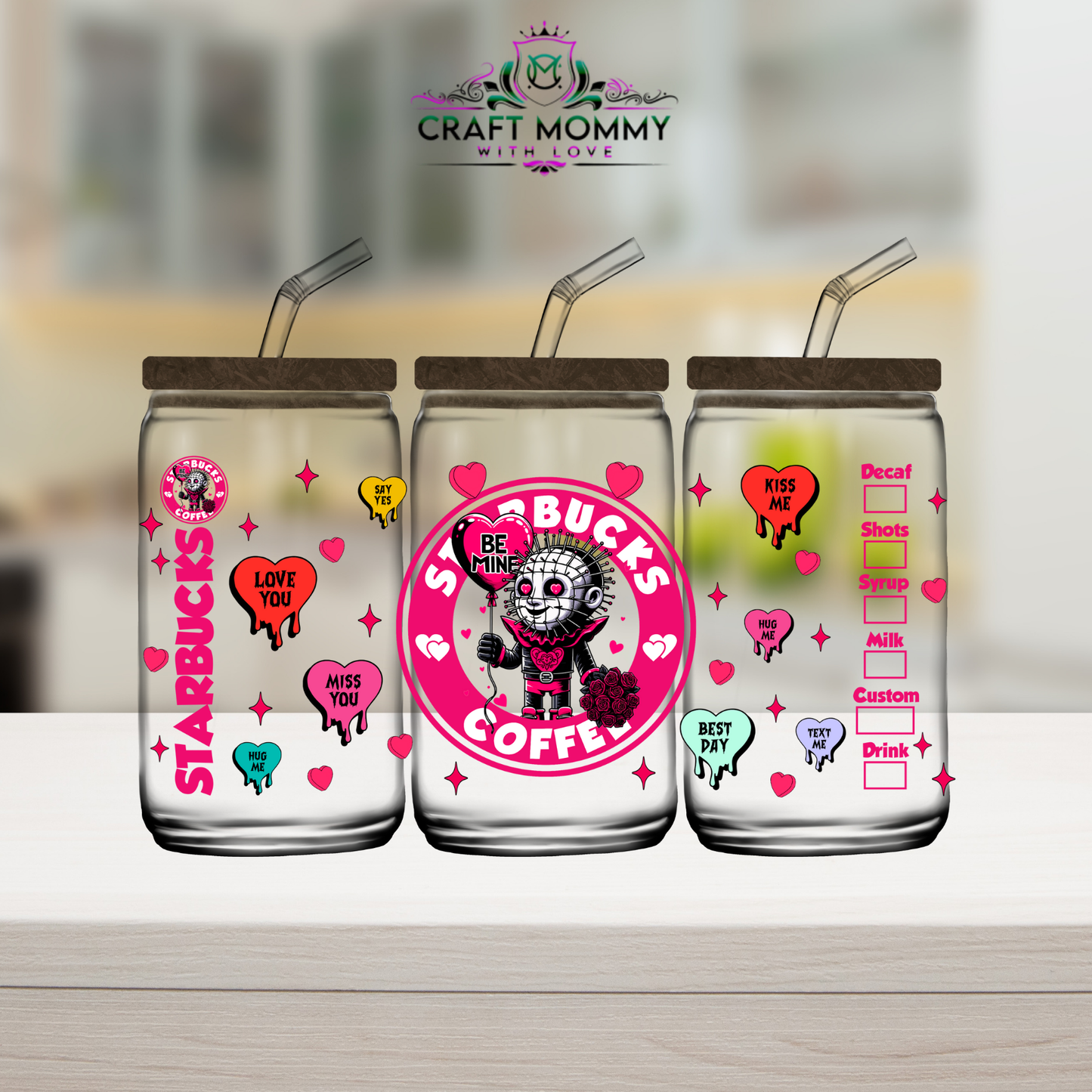 Scary Be mine Cupid vibes Valentines UV DTF Wrap 160z