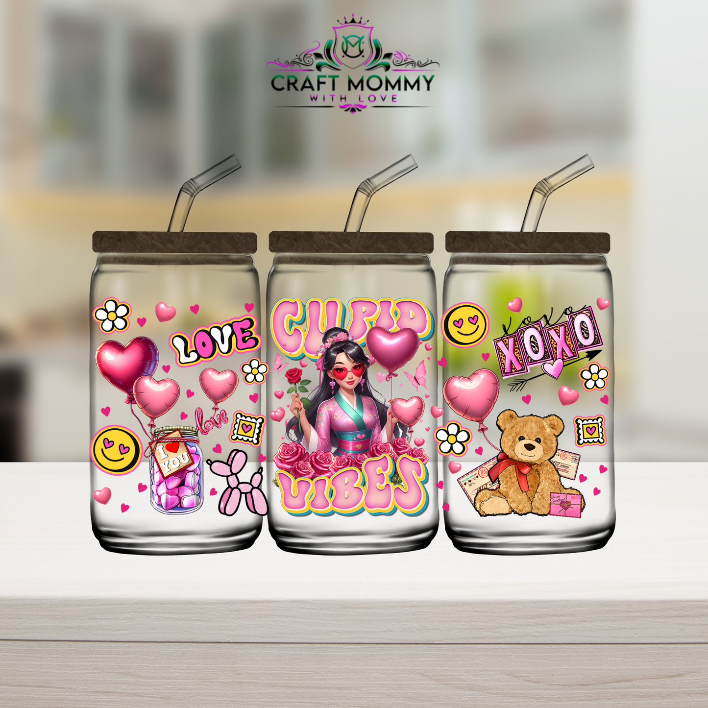 Mulan Cupid vibes Valentines UV DTF Wrap 160z