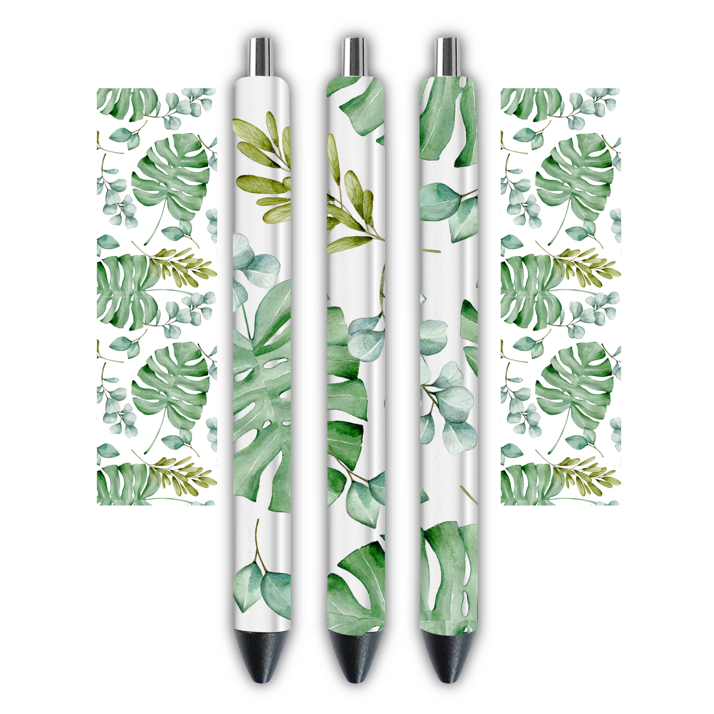 Monstera Green - Pen wrap 1.3 x 4.3 inches