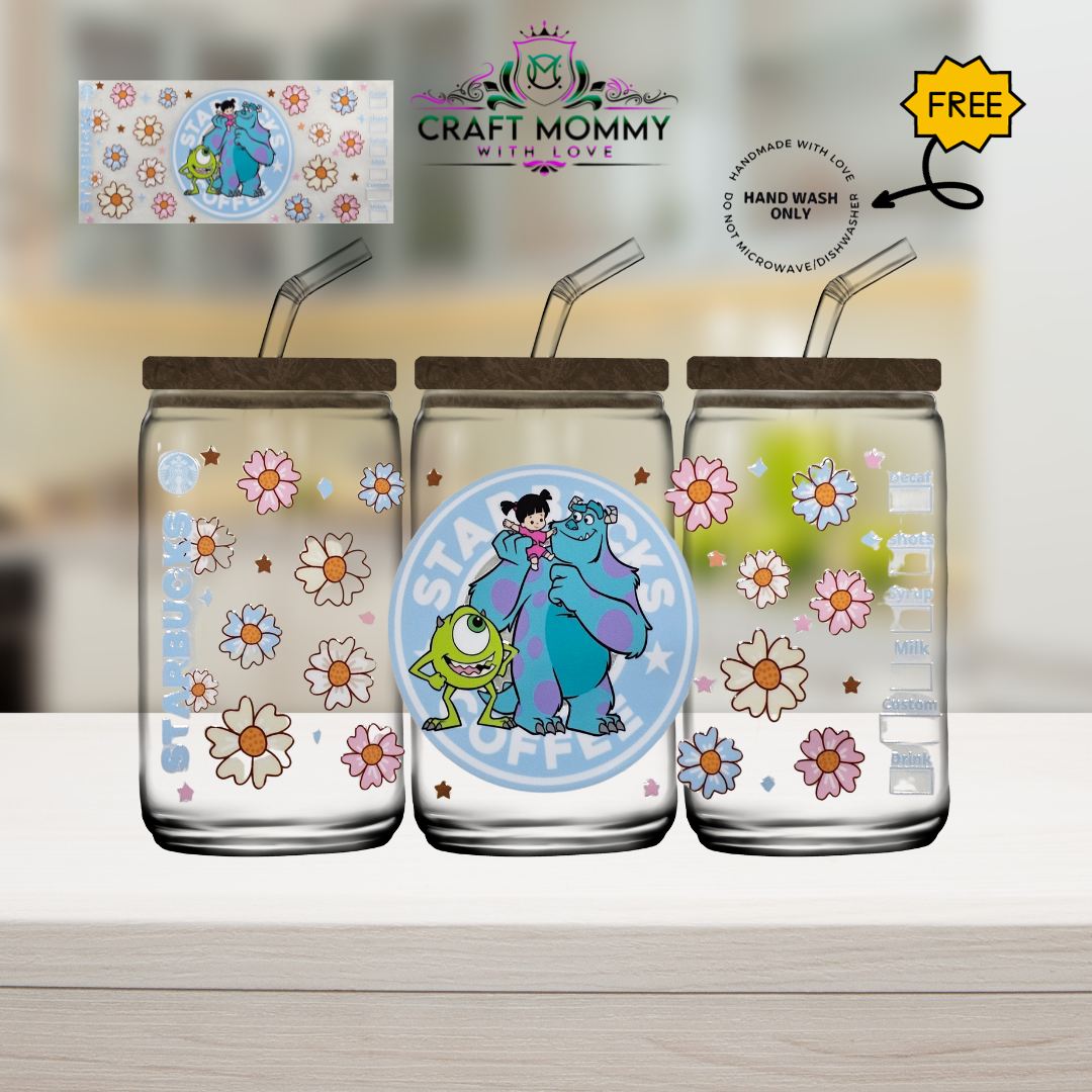 Monster Floral SCoffee - UV DTF Wrap 16 oz