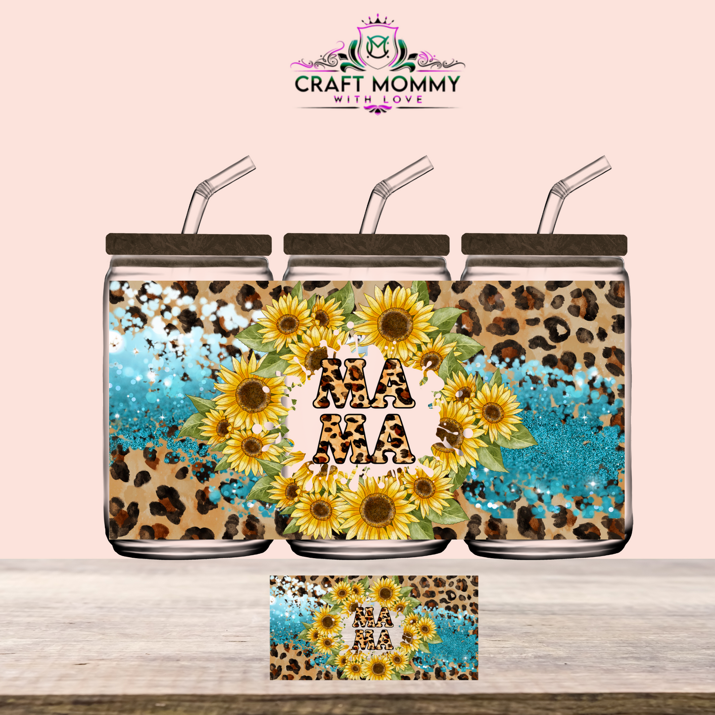 MAMA Sunflower- UV DTF Wrap 16 oz