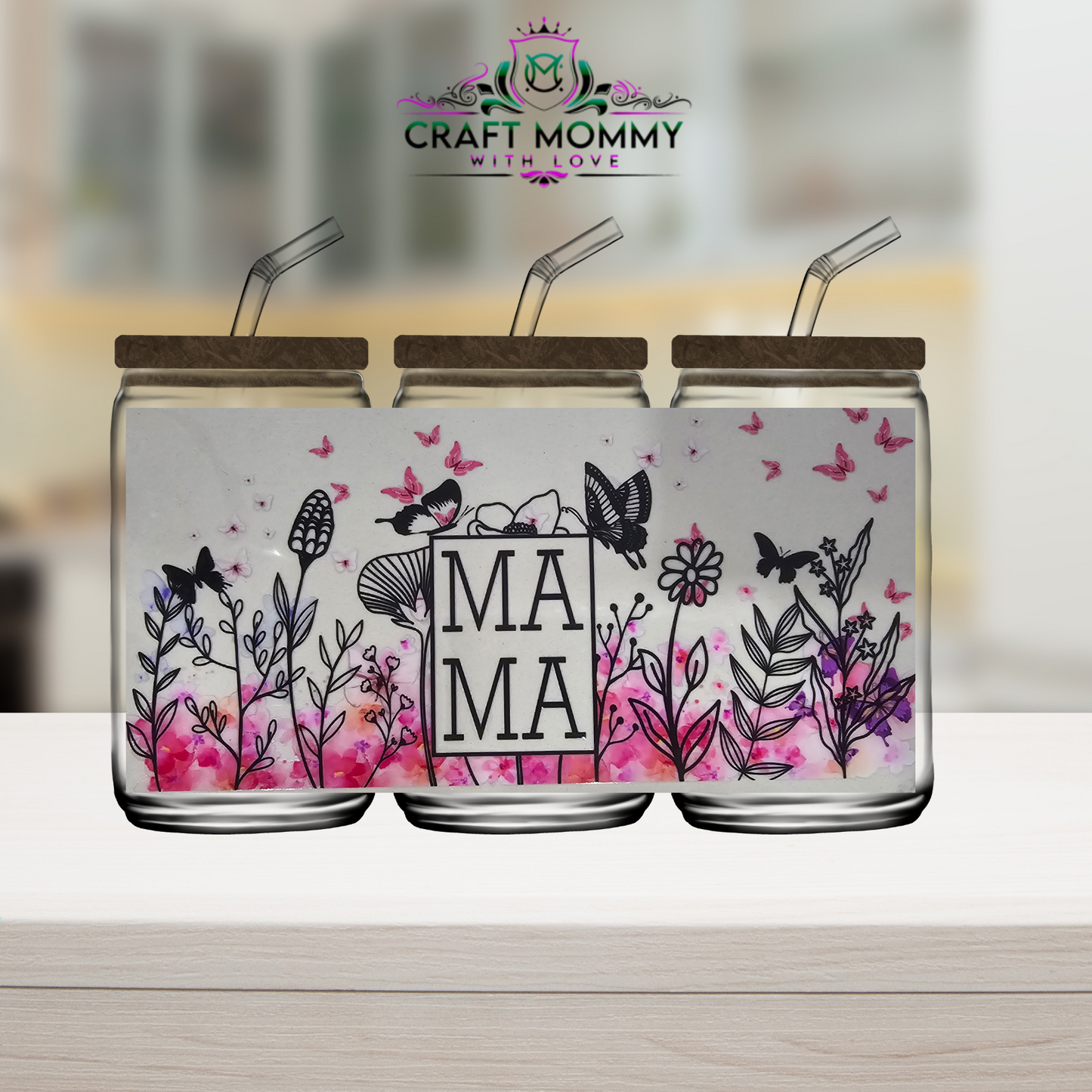 MAMA flower- UV DTF Wrap 16 oz