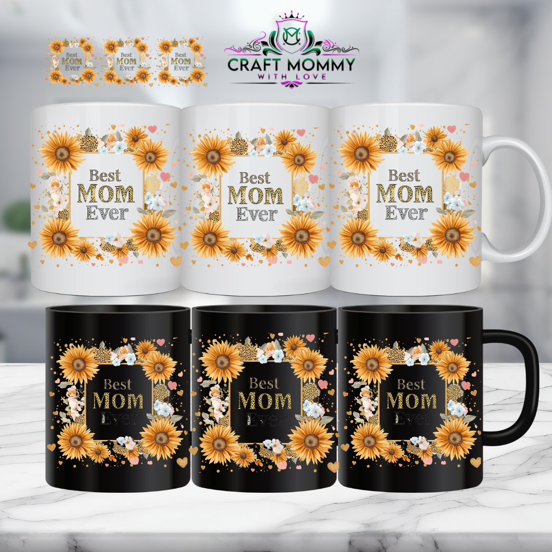 11 oz. Mug UV DTF Wrap- Mama yellow flowers