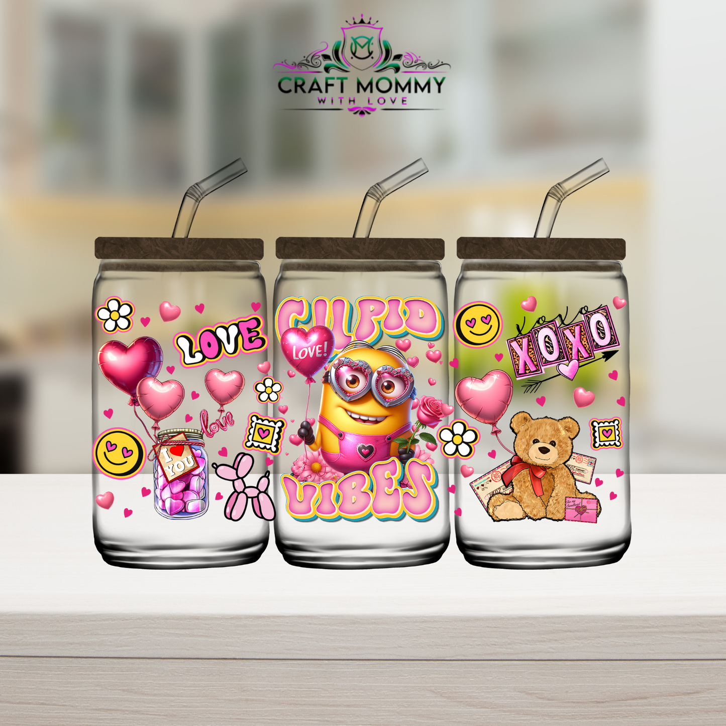 Minions Cupid vibes Valentines UV DTF Wrap 160z