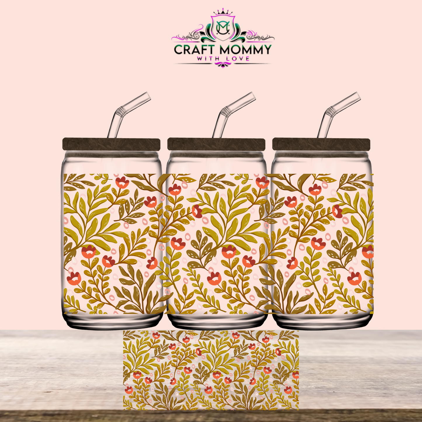 floral Natural- UV DTF Wrap 16oz