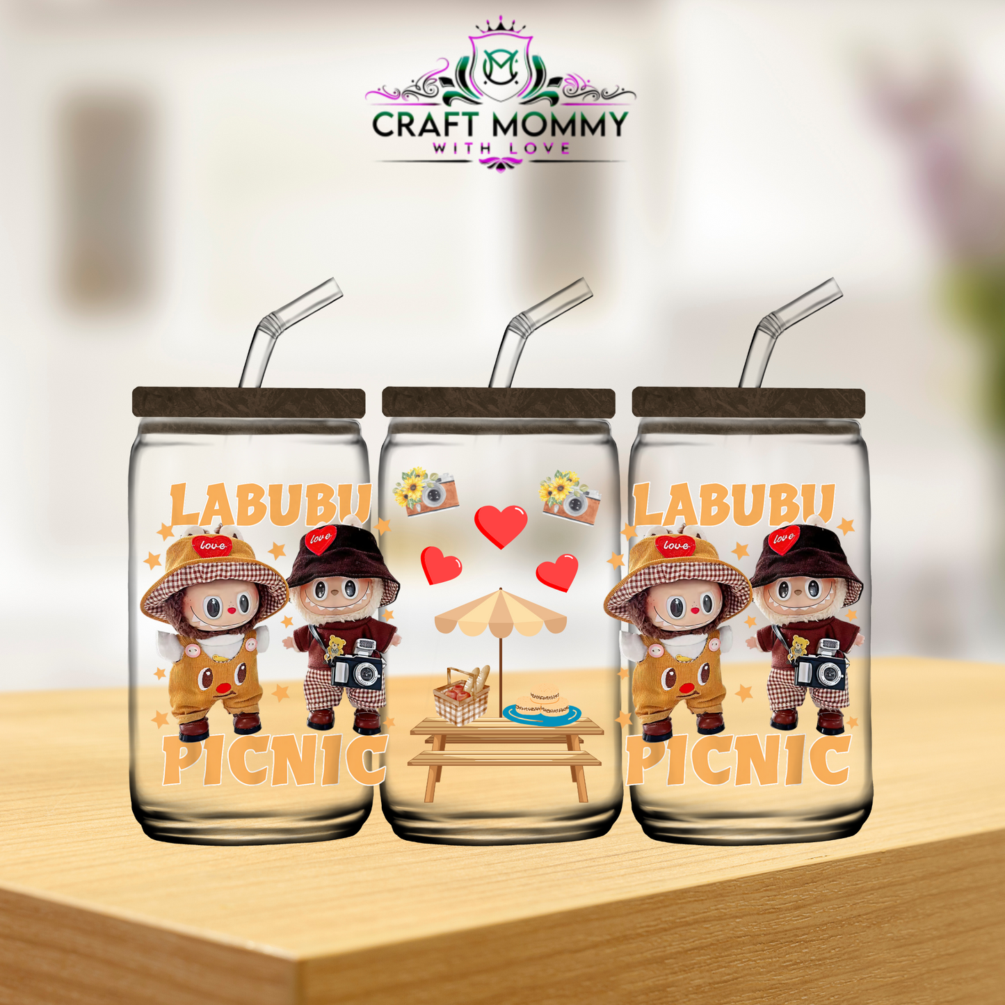 Picnic Labubu- UV DTF WRAP 16oz