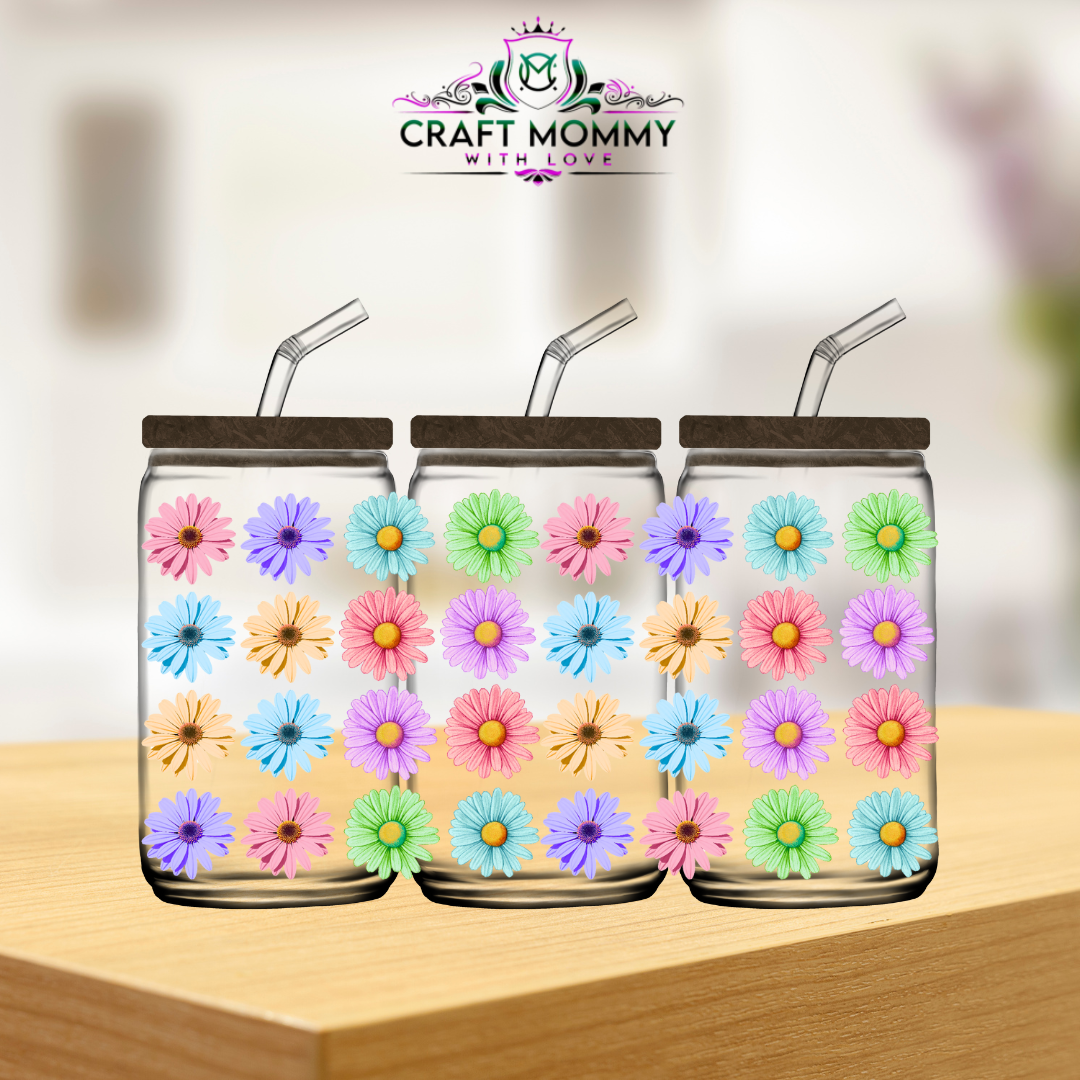 Pastel color flowers- UV DTF wrap