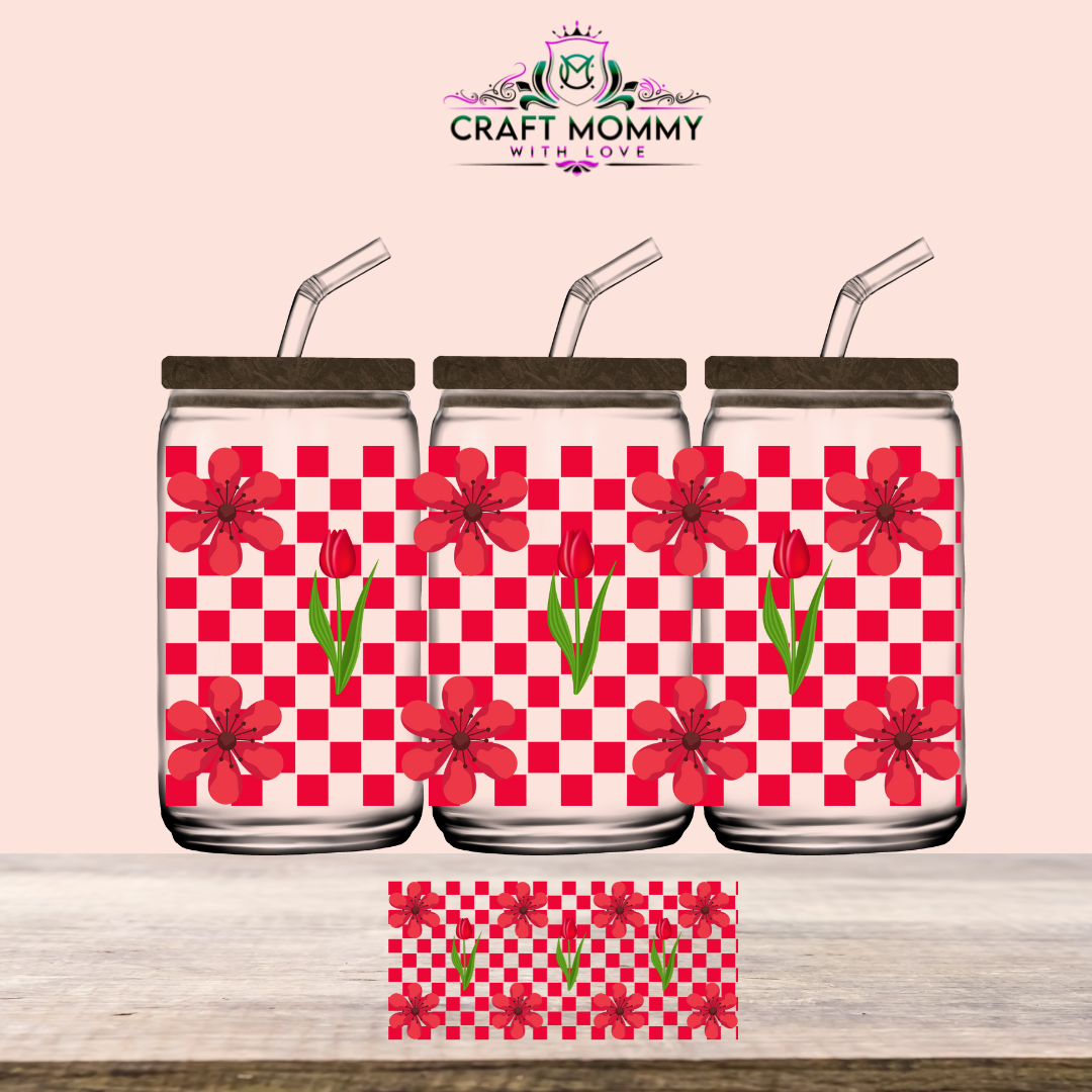 Red Flowers - UV DTF Wrap 16 oz