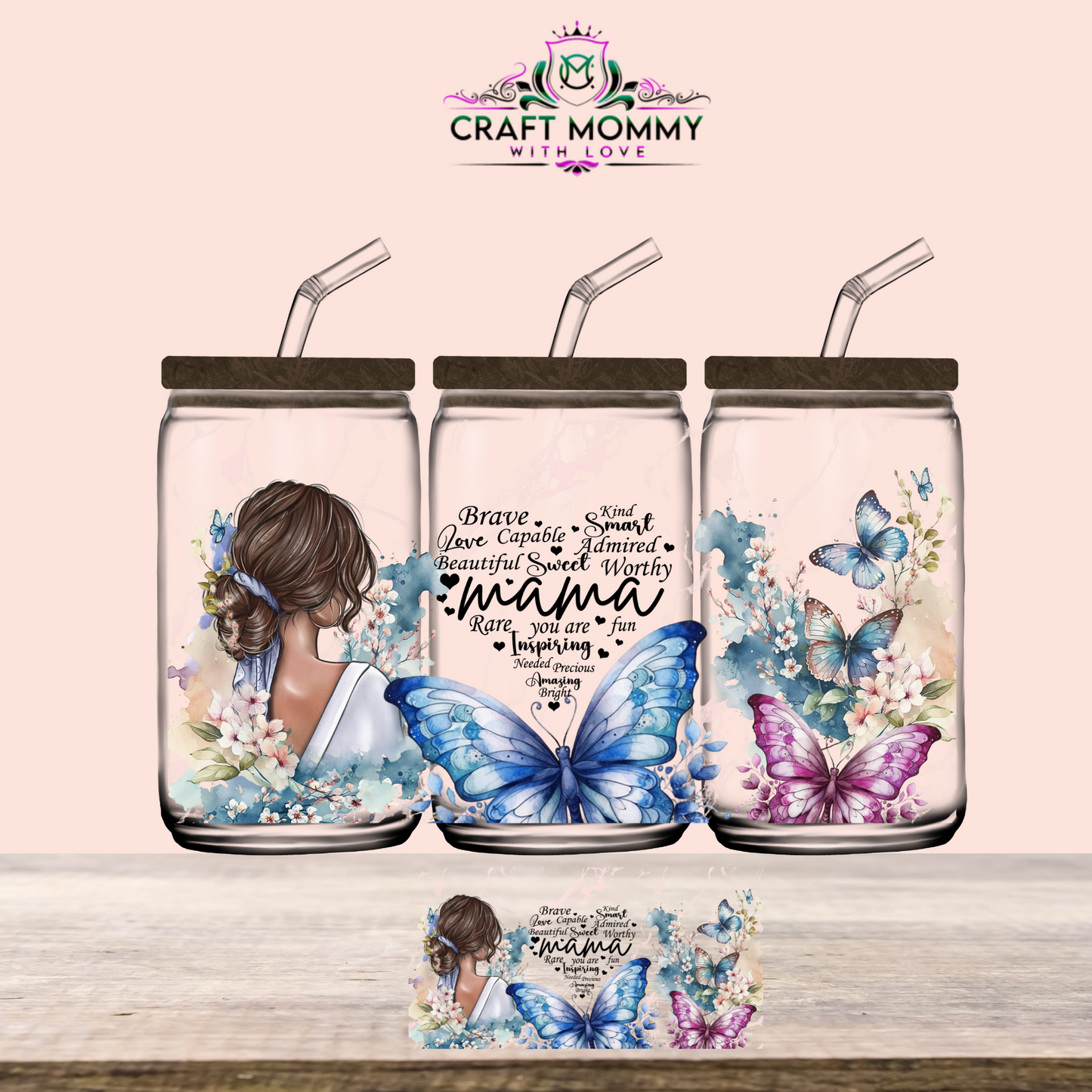 MAMA butterfly - UV DTF Wrap 16 oz