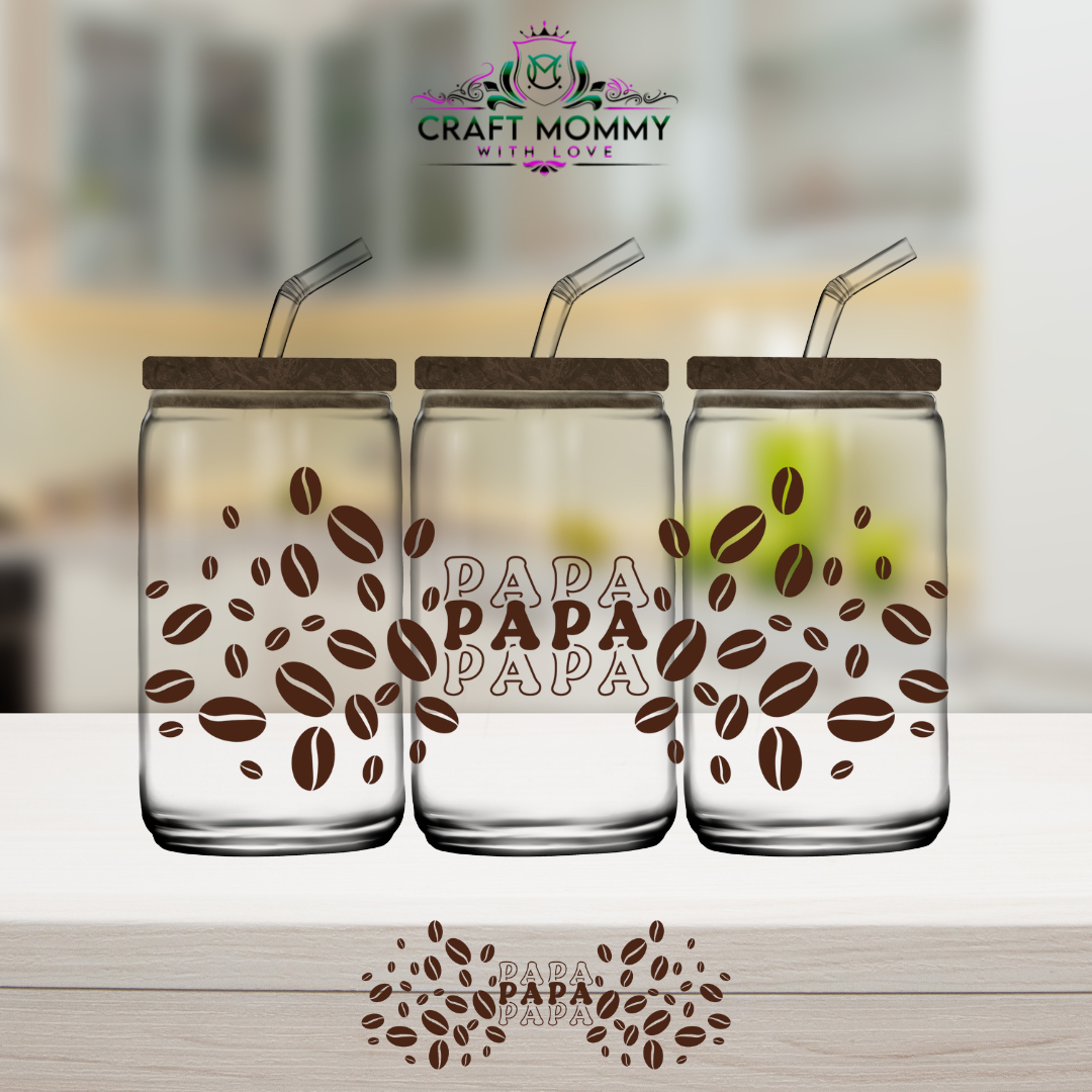Fathers Day UV DTF wrap 16oz- Papa Coffee