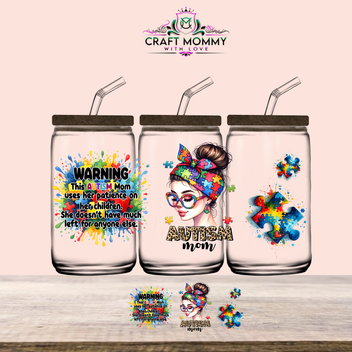 Autism MOM- UV DTF Wrap 16 oz