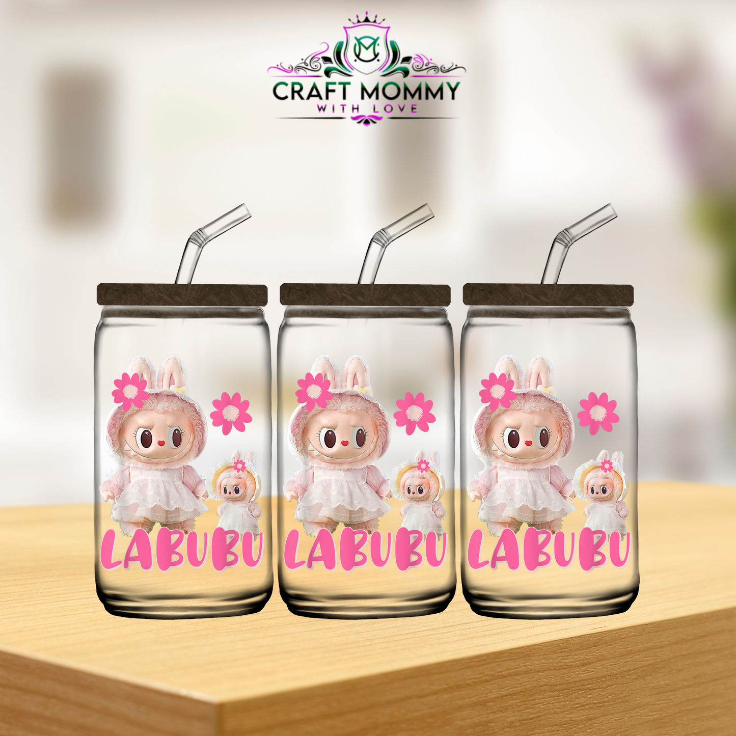Labubu pink- UV DTF WRAP 16oz