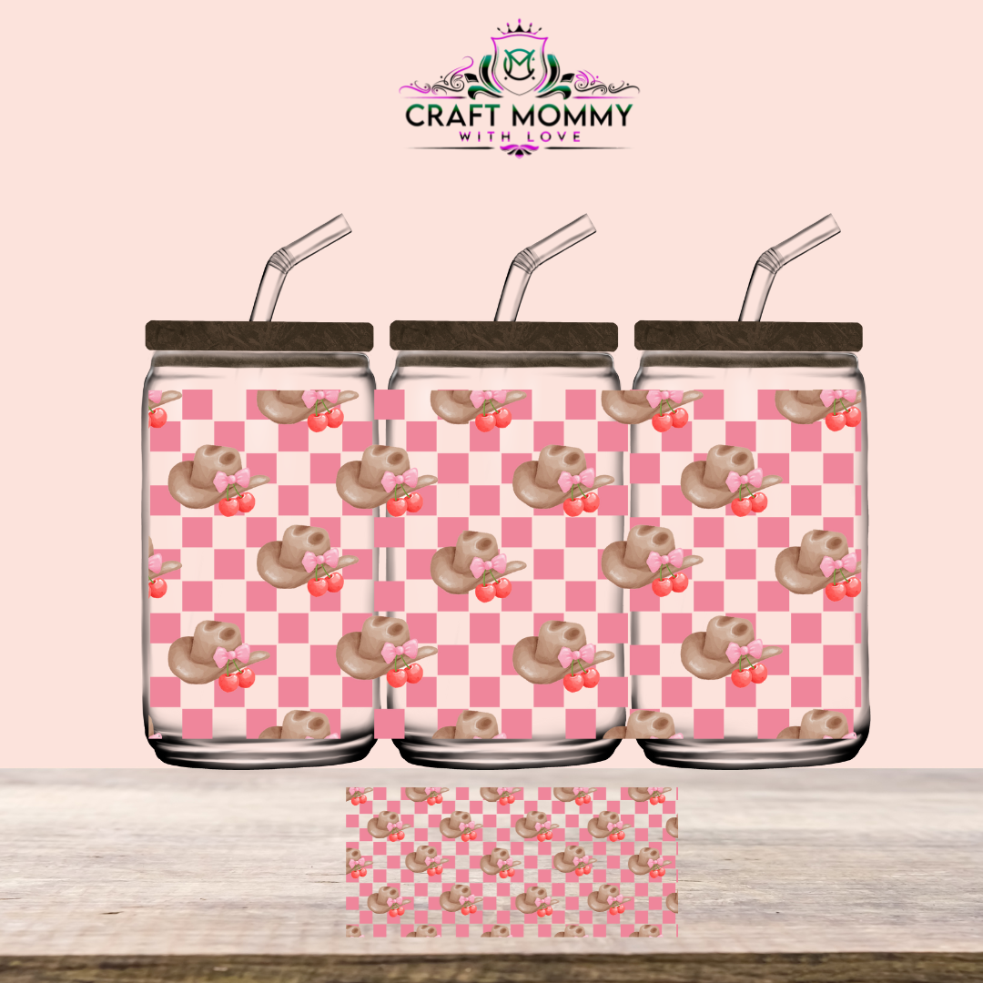 Brown cowboy with cherry - UV DTF Wrap 16 oz