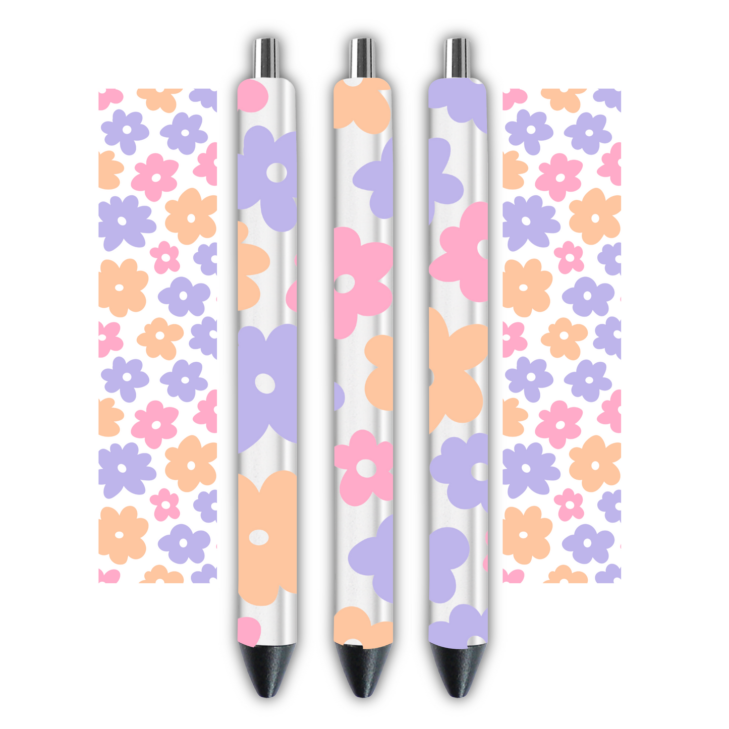 Floral retro- Pen wrap 1.3 x 4.3 inches