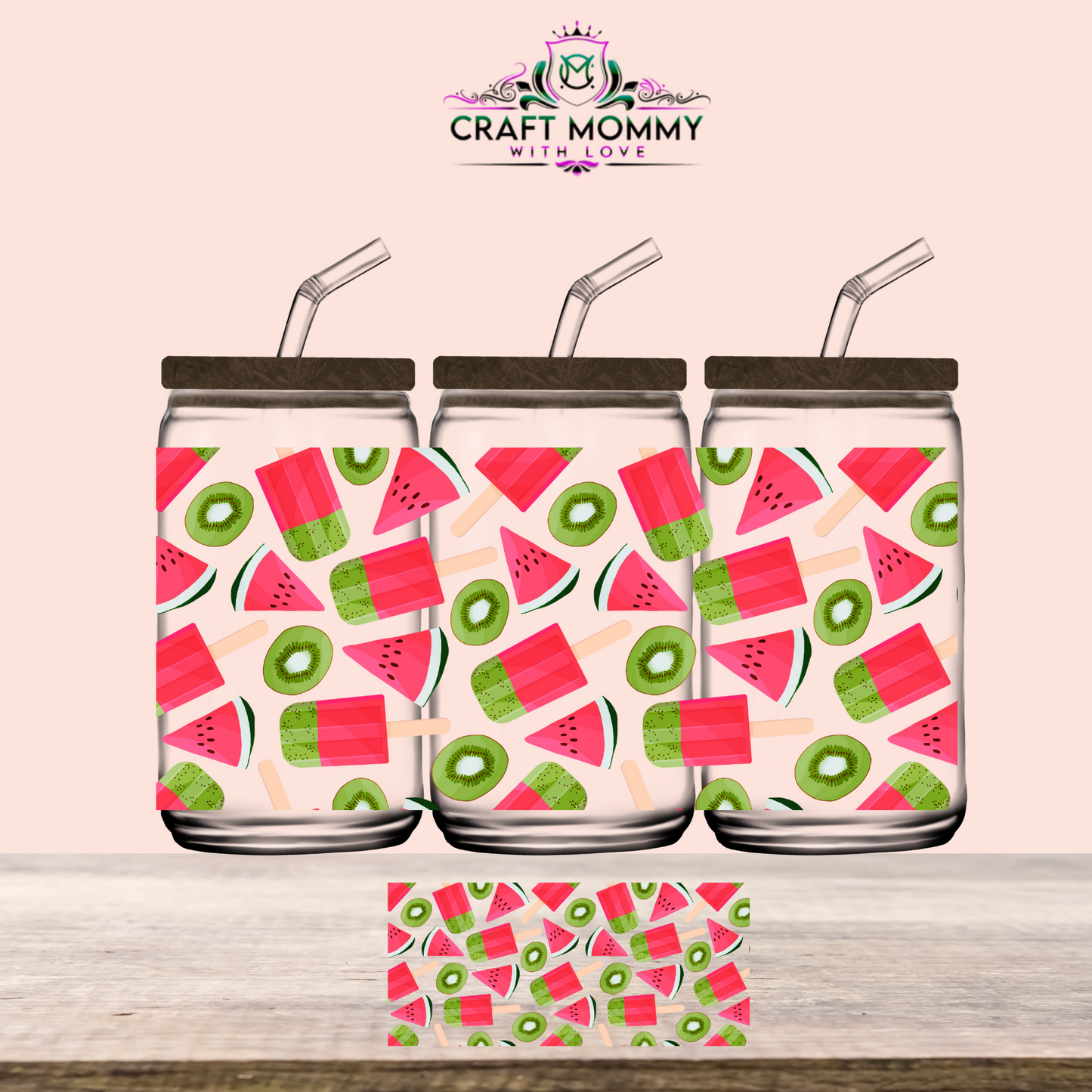 Strawberry and kiwi - UV DTF WRAP 16oz