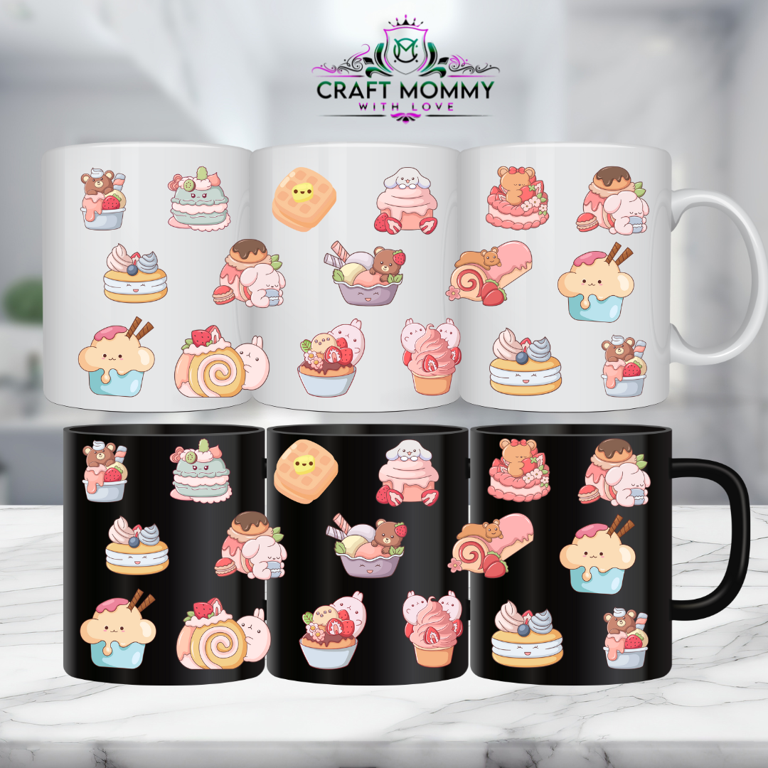 11 oz. Mug UV DTF Wrap- Kawaii dessert