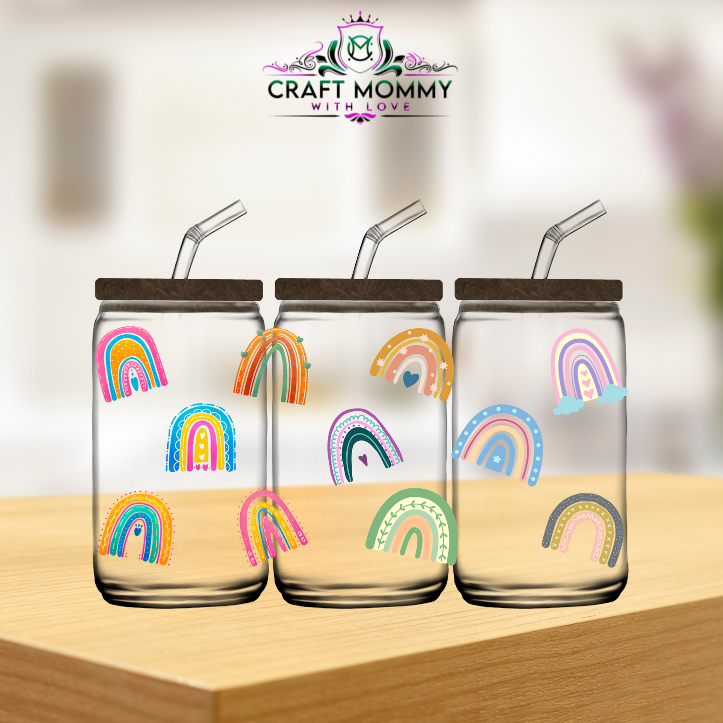 Boho Colorful rainbows- UV DTF wrap