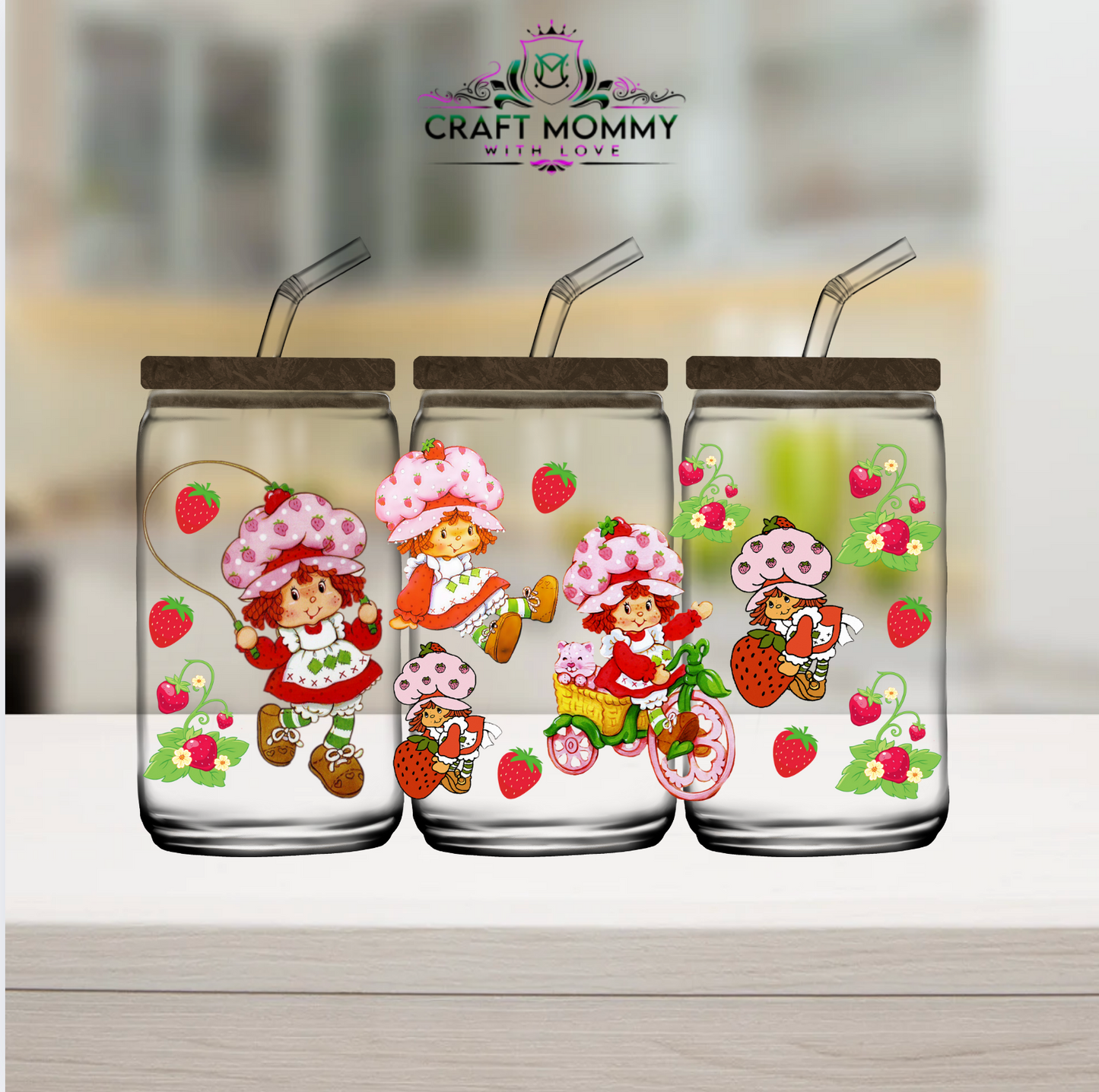 Strawberry short cake- UV DTF Wrap 16 oz