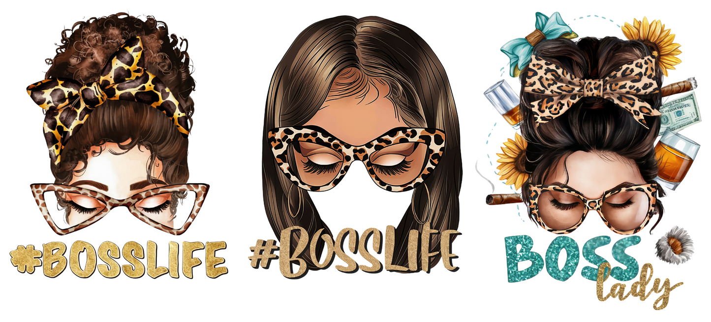 Boss life lady-3 decals in 1 sheet UV DTF Stickers