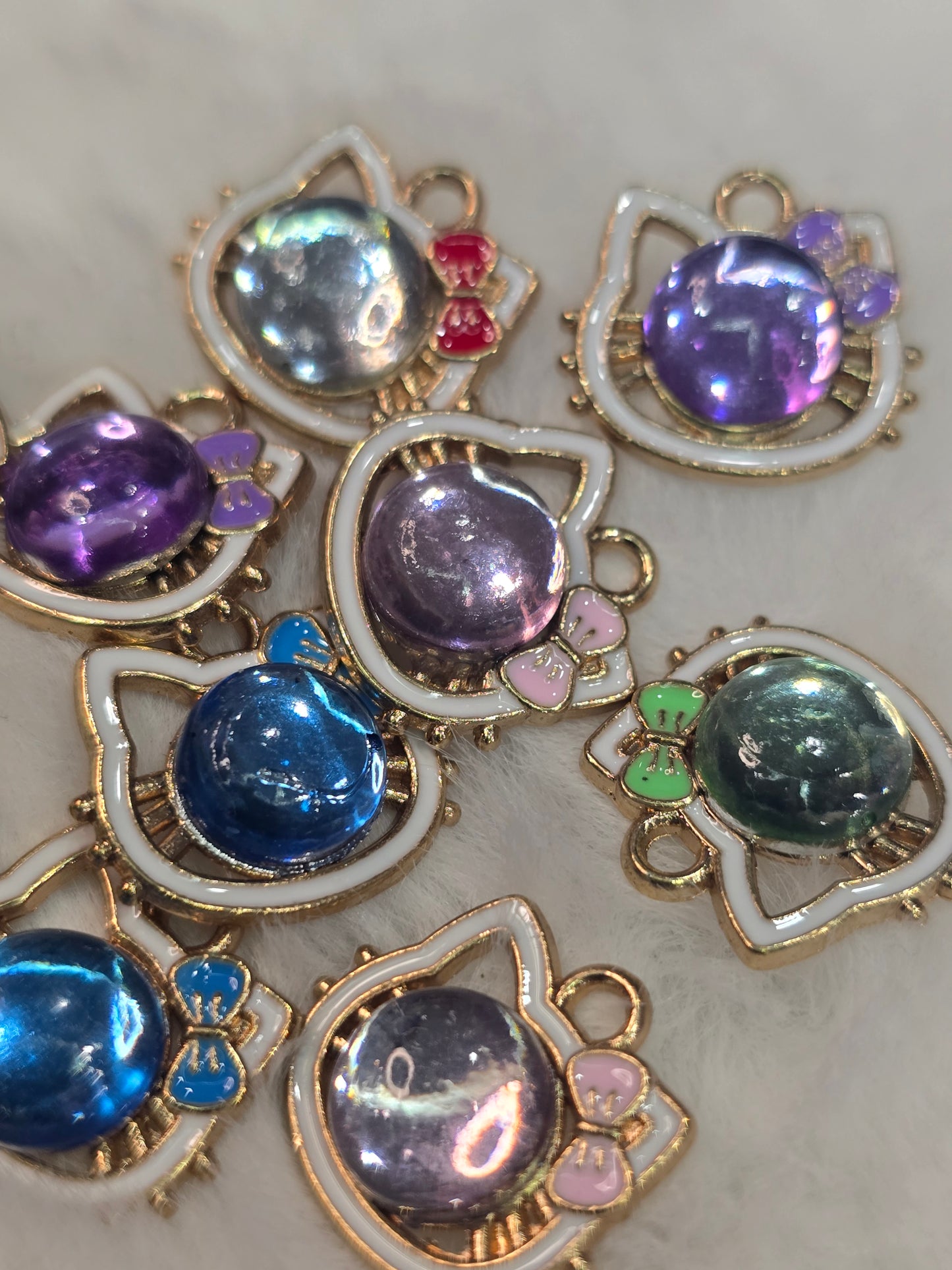 HK face with stone -Metal Charm Pendant