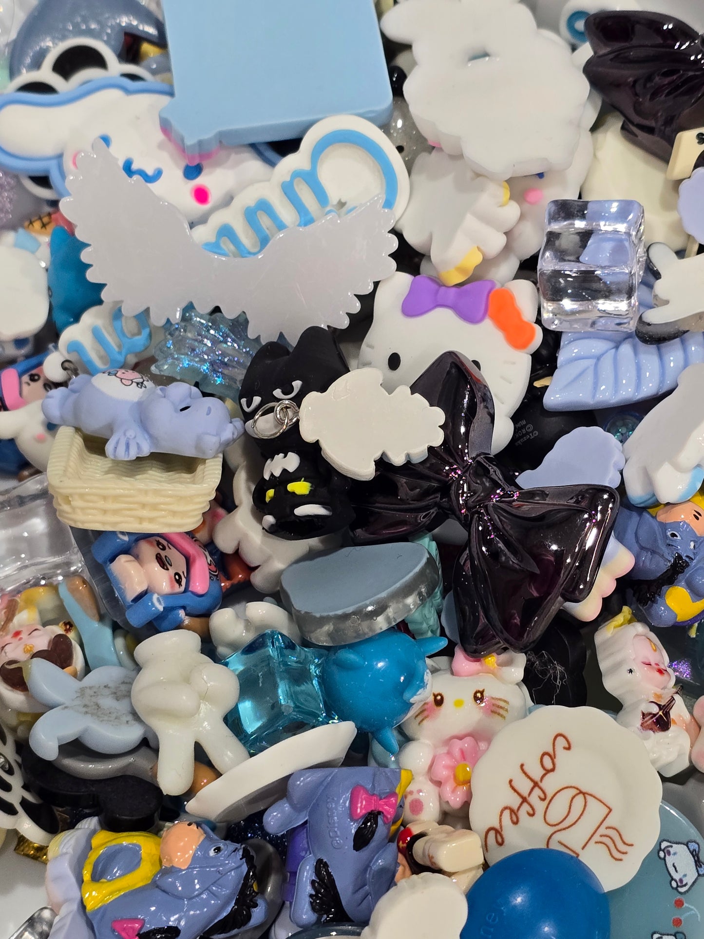 Blue/white/black Mix Charms flat back