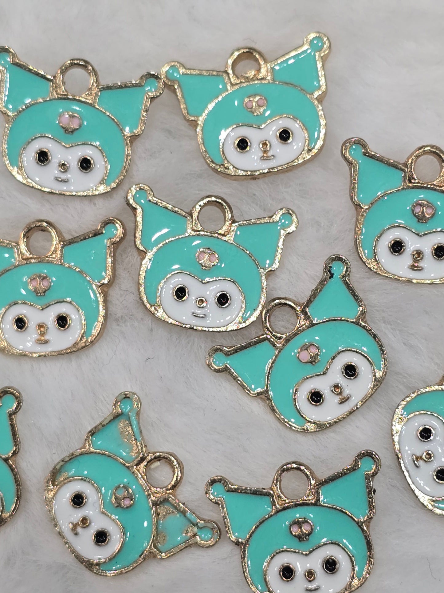 Kuko teal color- Metal pendant charms