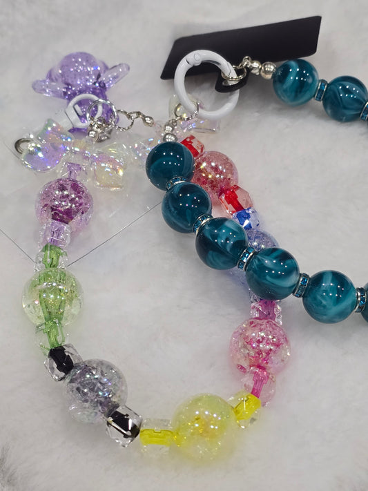 Purple bear and Pretty Teal - Phone Chain bundle 2pcs