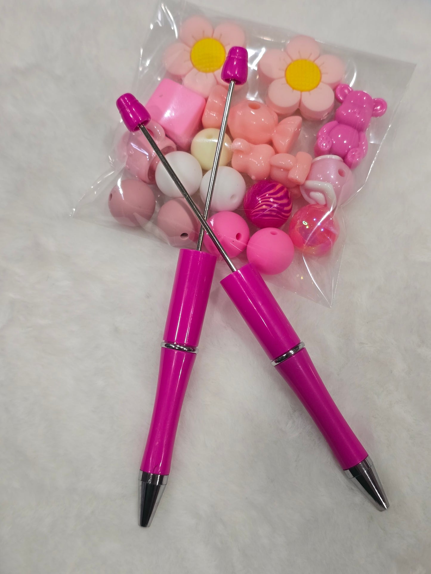 DIY Beadable pens Kit Hot Pink