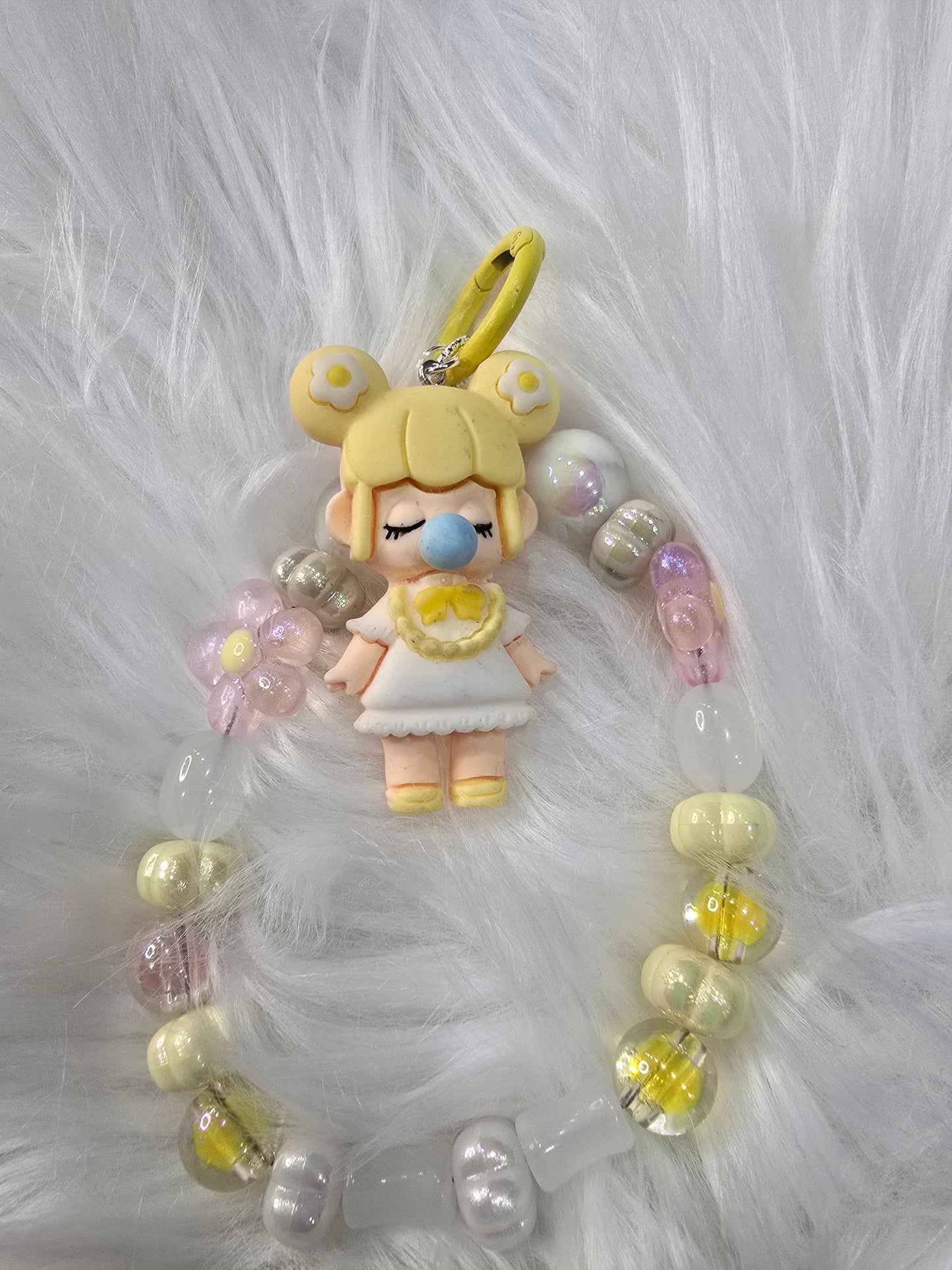 Yellow bubble gum girl phone charm