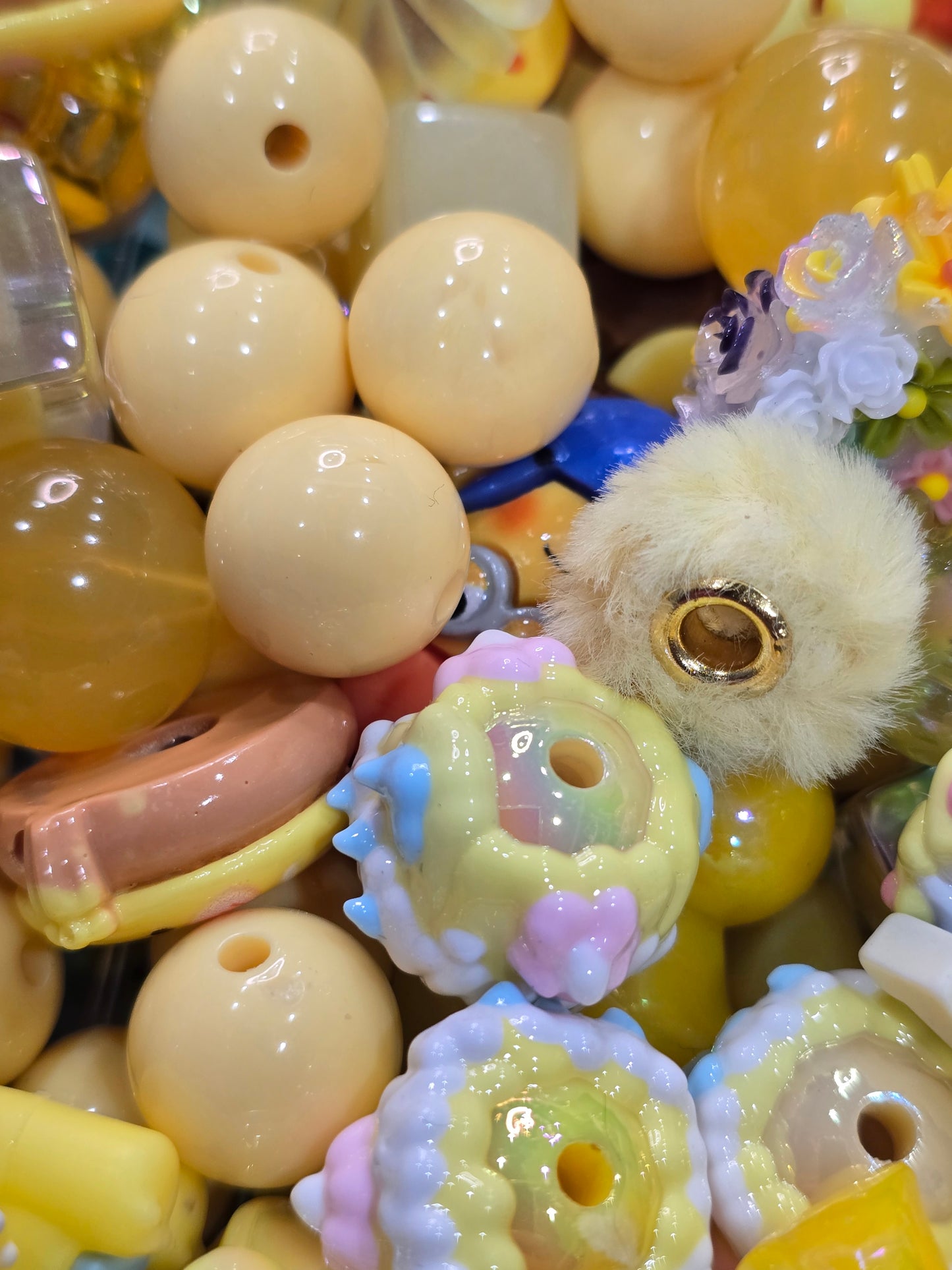 Yellow brown Mix beads and focals