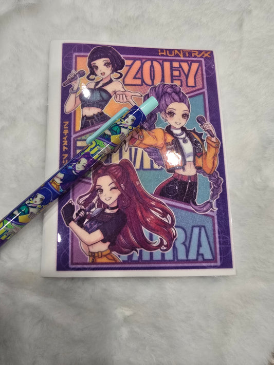 Handmade Kpop Huntrix Notebook and pen