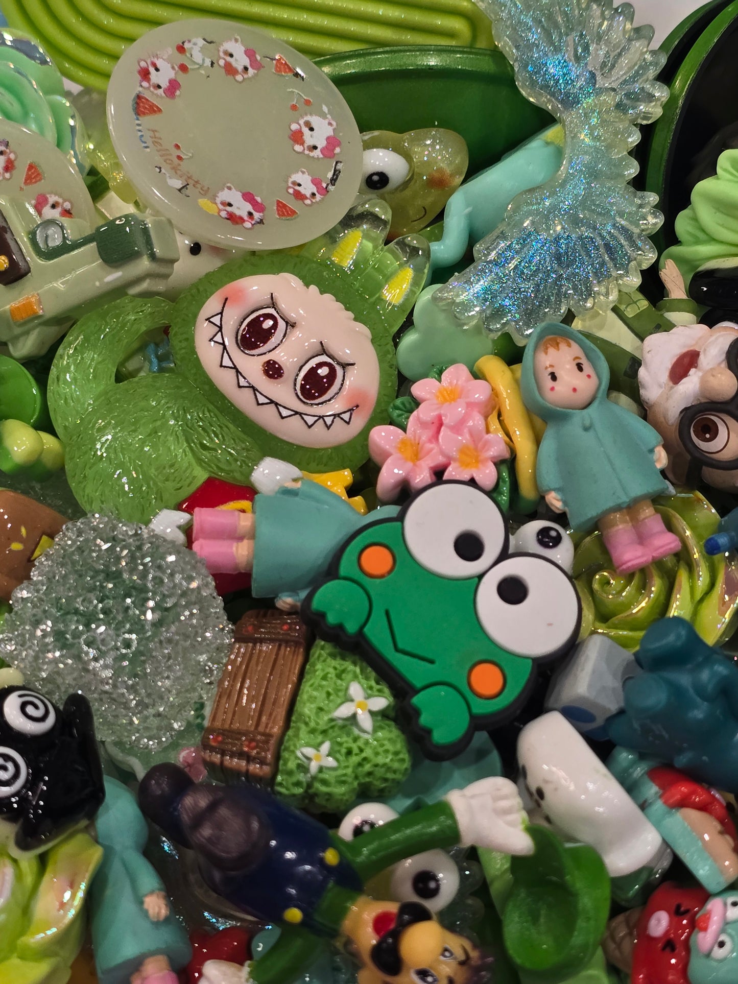 Green Mix Charms flat back