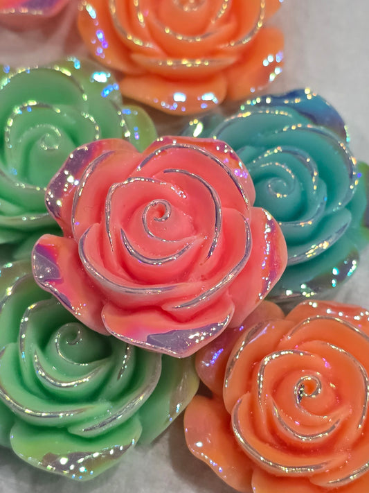 Pastel color Roses -3D Acrylics Charms