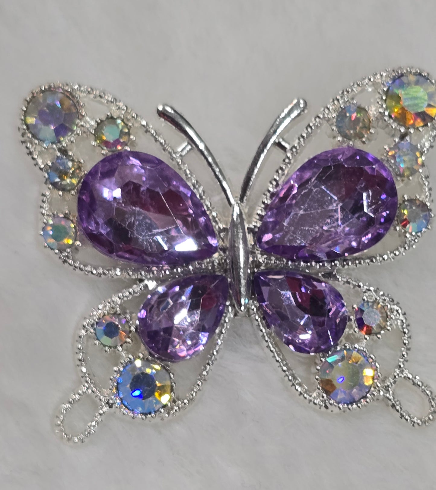 Fancy Butterfly charm with rhinestone flat back (purple)
