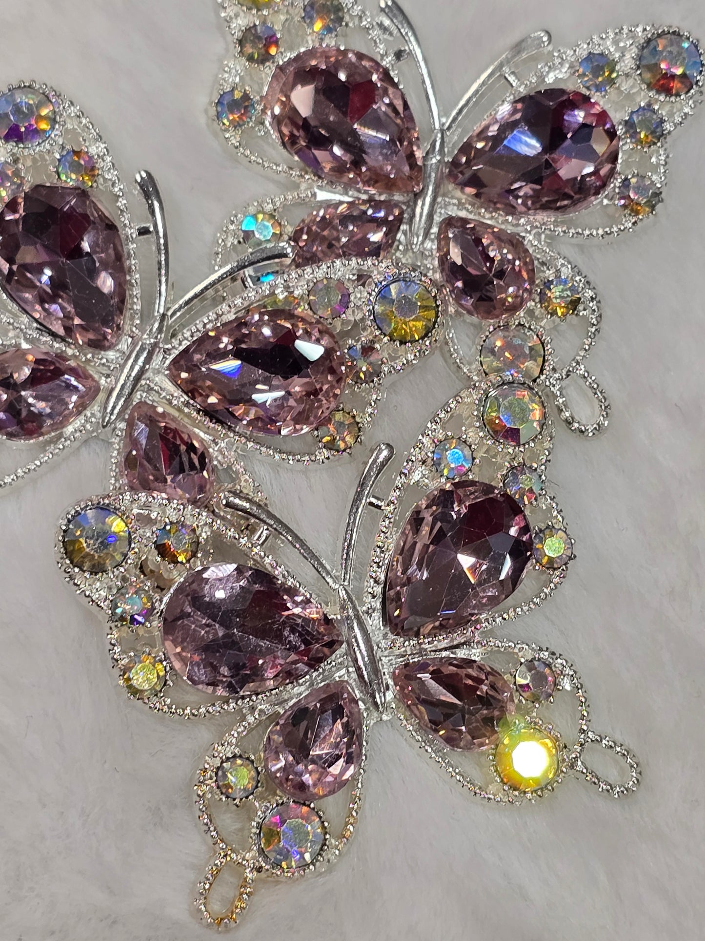 Fancy Butterfly charm with rhinestone flat back (rose gold- silver)