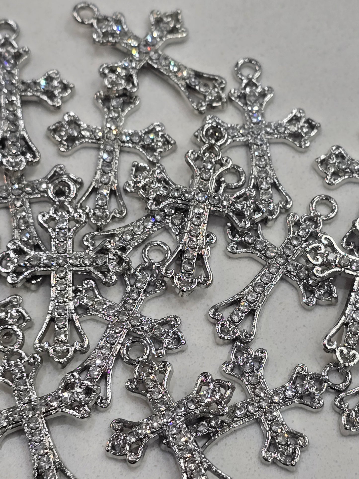 Rhinestone silver cross Metal pendant charms
