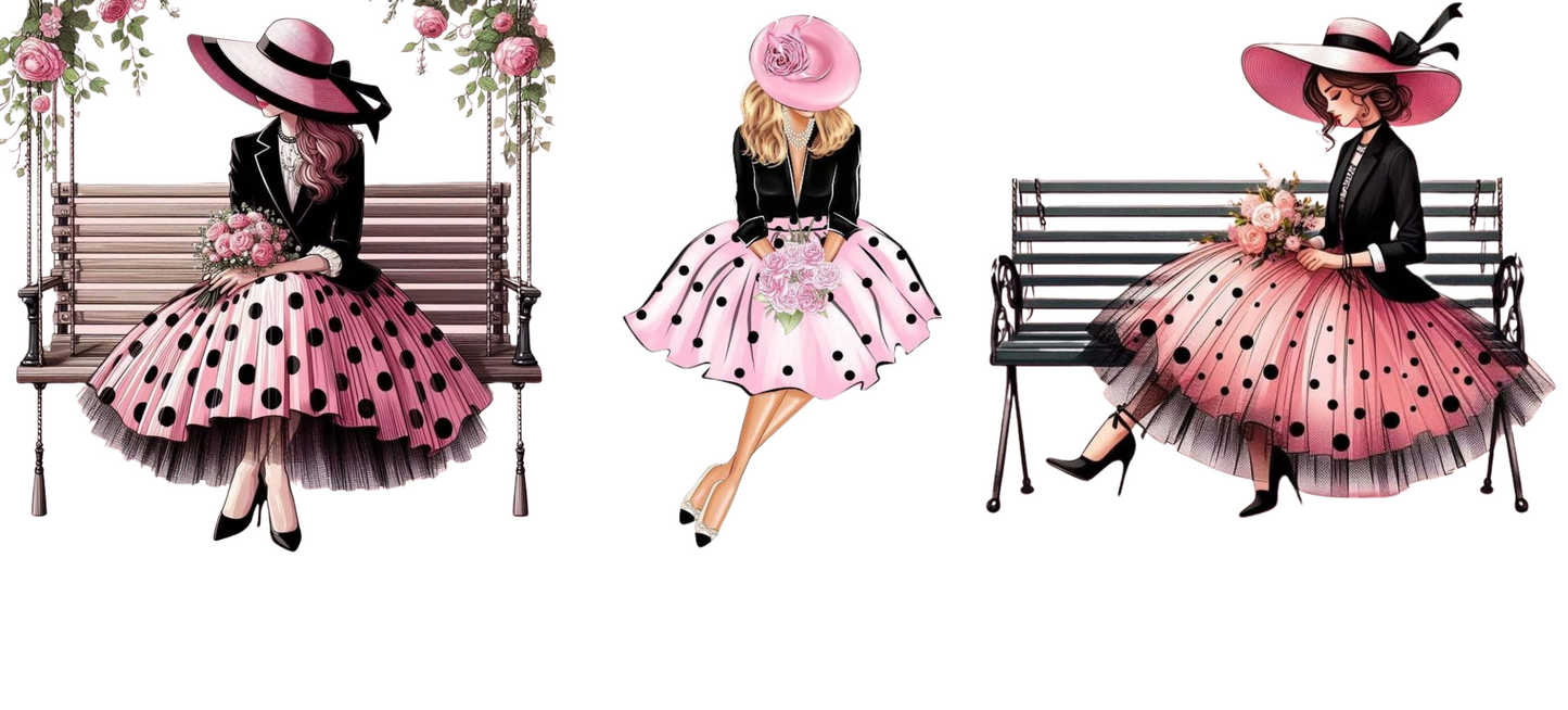 Girl in the swing -3 decals in 1 sheet UV DTF Stickers