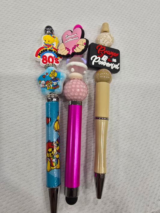 Beadable pen 3pcs mix bundle-Made in 80's ,Heart hand and Prayer is powerful