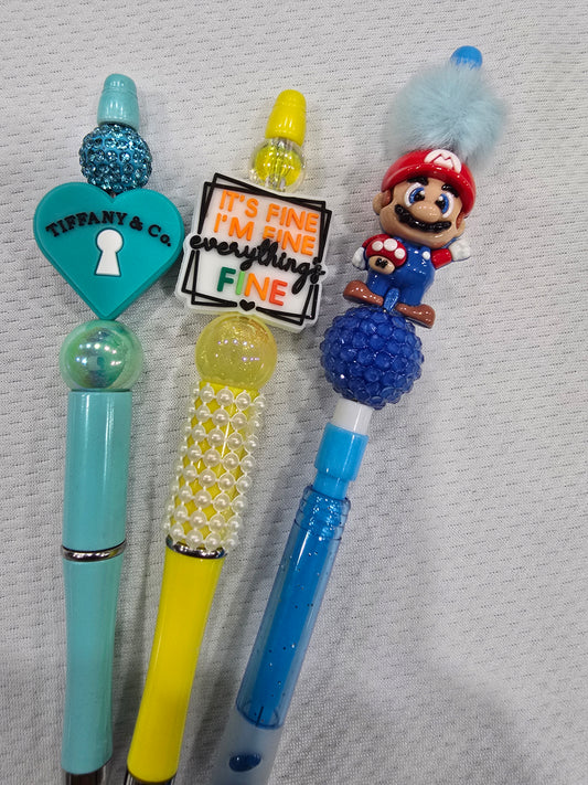 Beadable pen 3pcs mix bundle-Tiff, I'm fine,and Mario