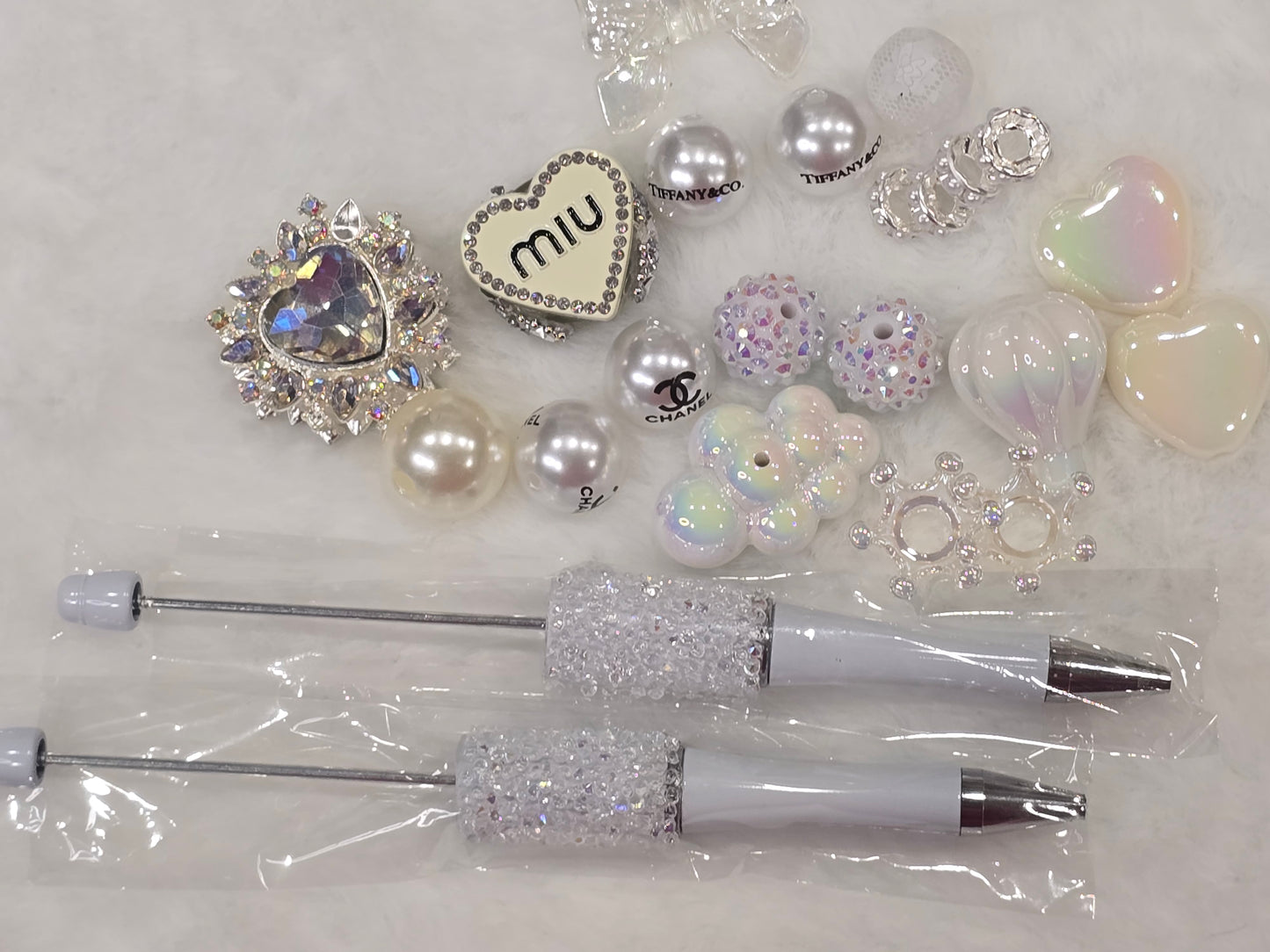 DIY Beadable pens Kit Fancy White