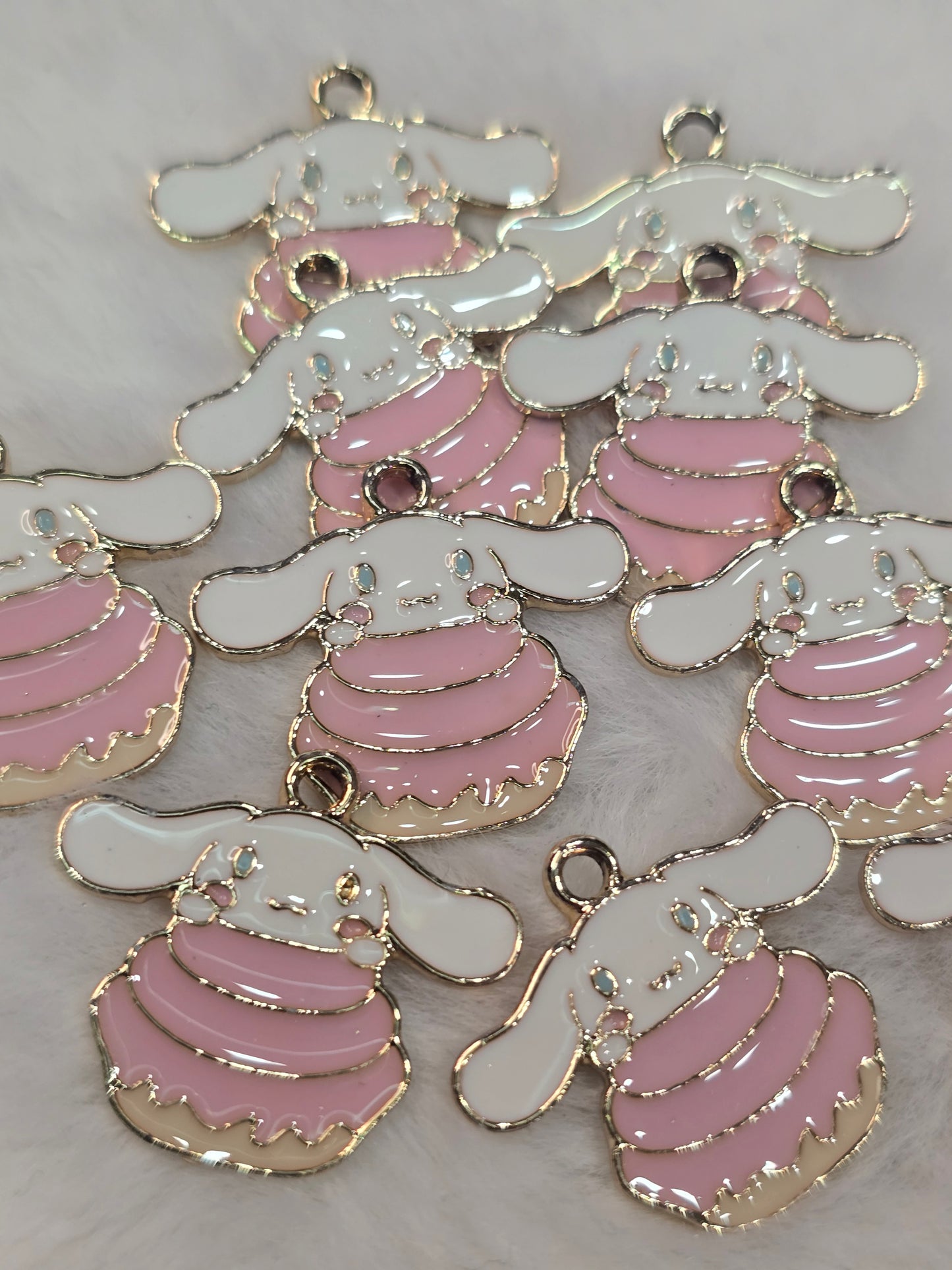 Cinna with pink honey comb -Metal Charm Pendant