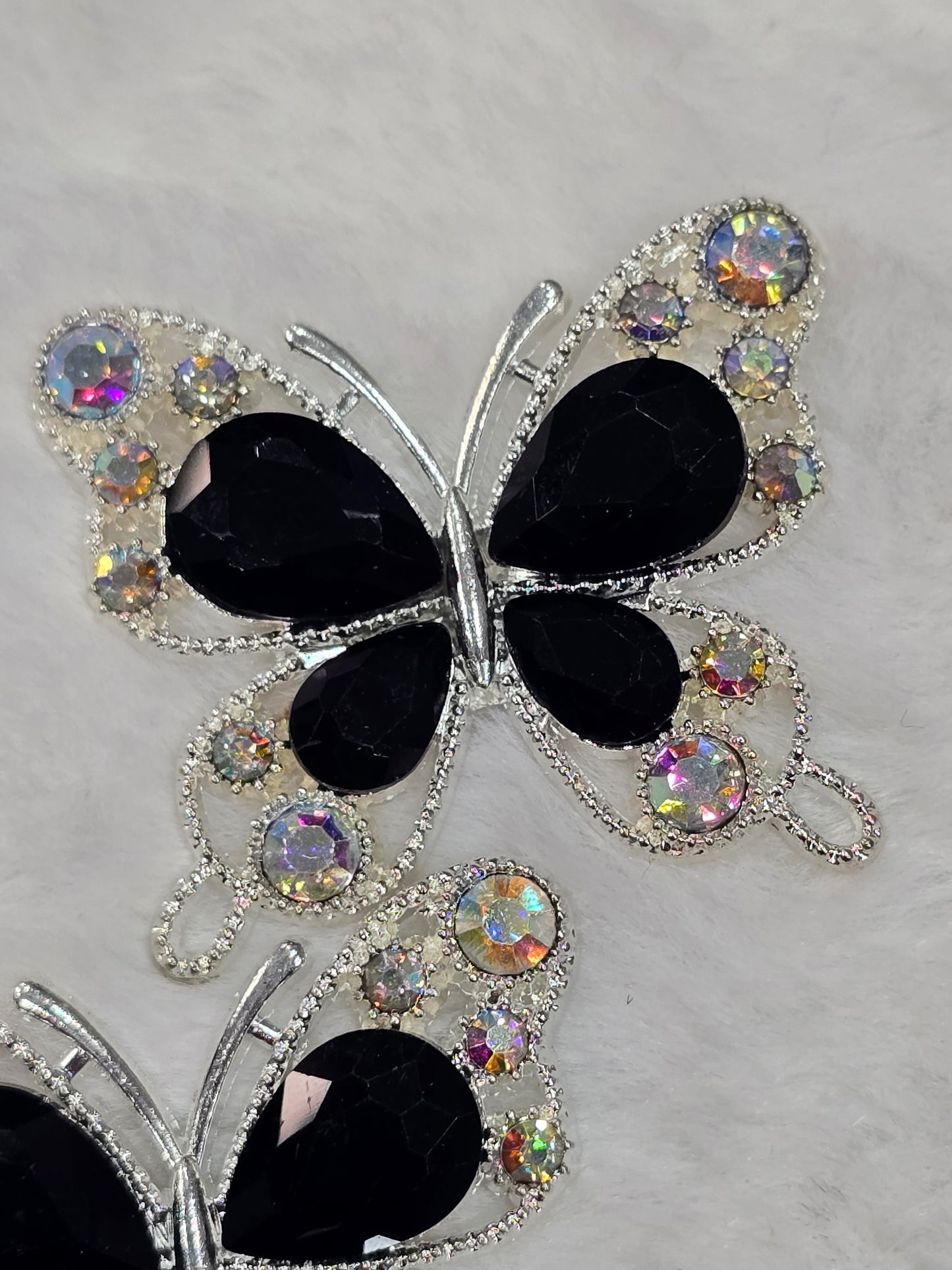 Fancy Butterfly charm with rhinestone flat back Elegant green-gold