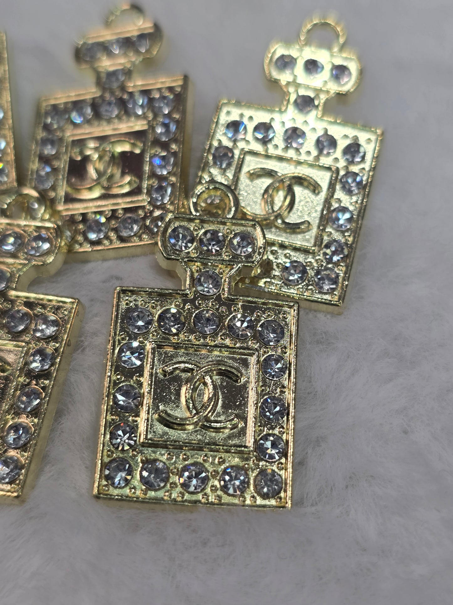 CC Perfume with rhinestone Gold -Metal Charm Pendant