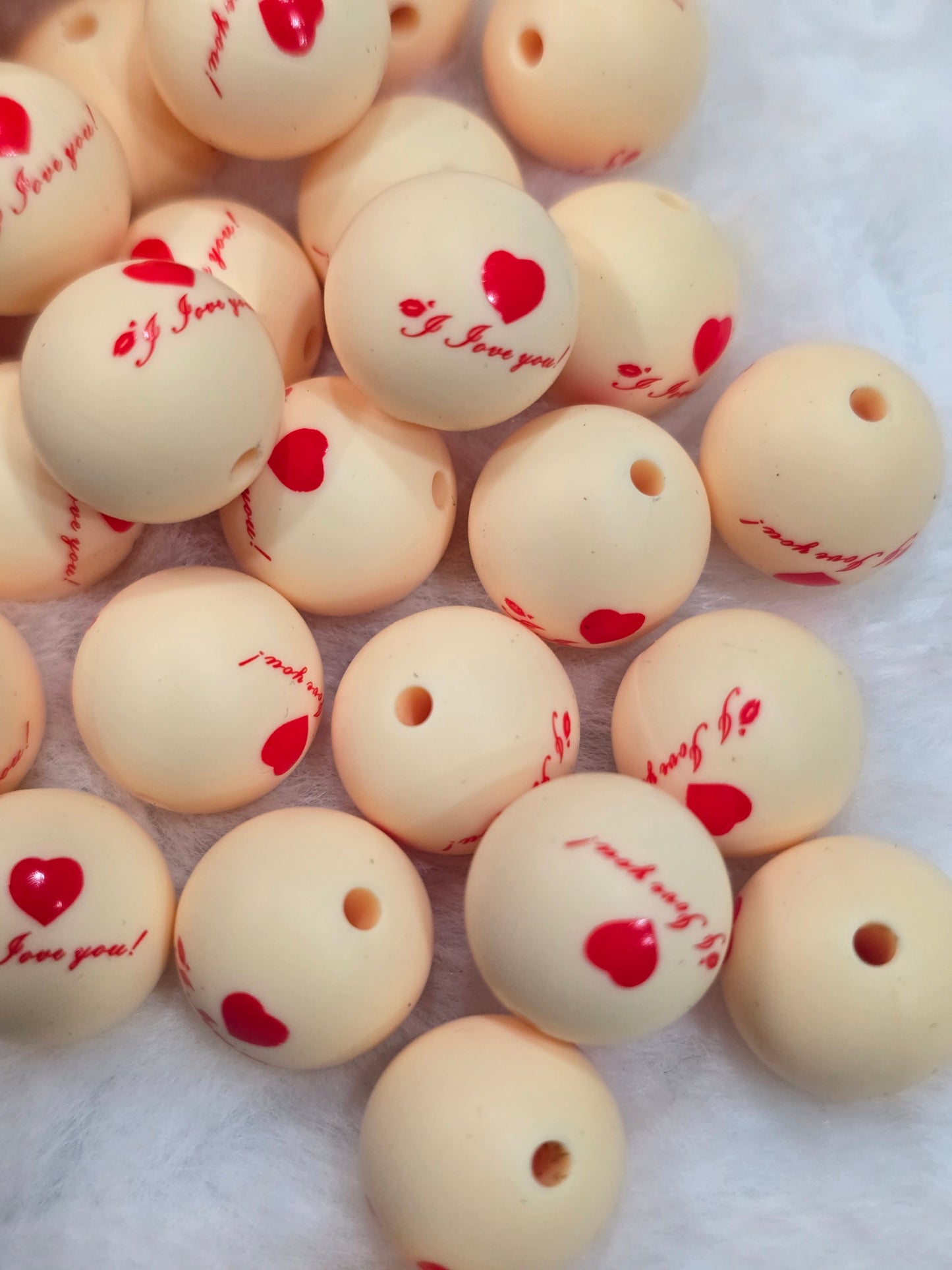 15mm silicon beads I love you