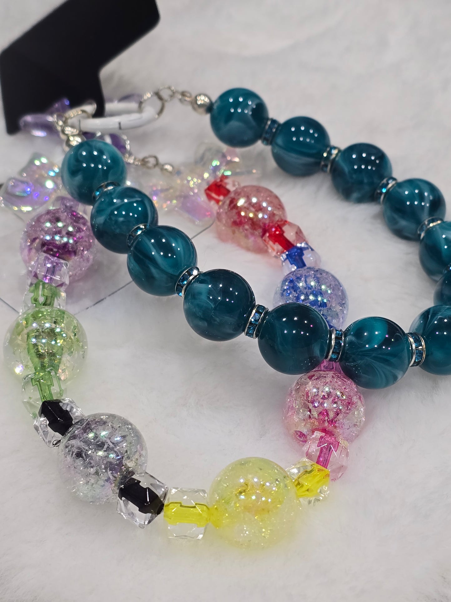 Purple bear and Pretty Teal - Phone Chain bundle 2pcs