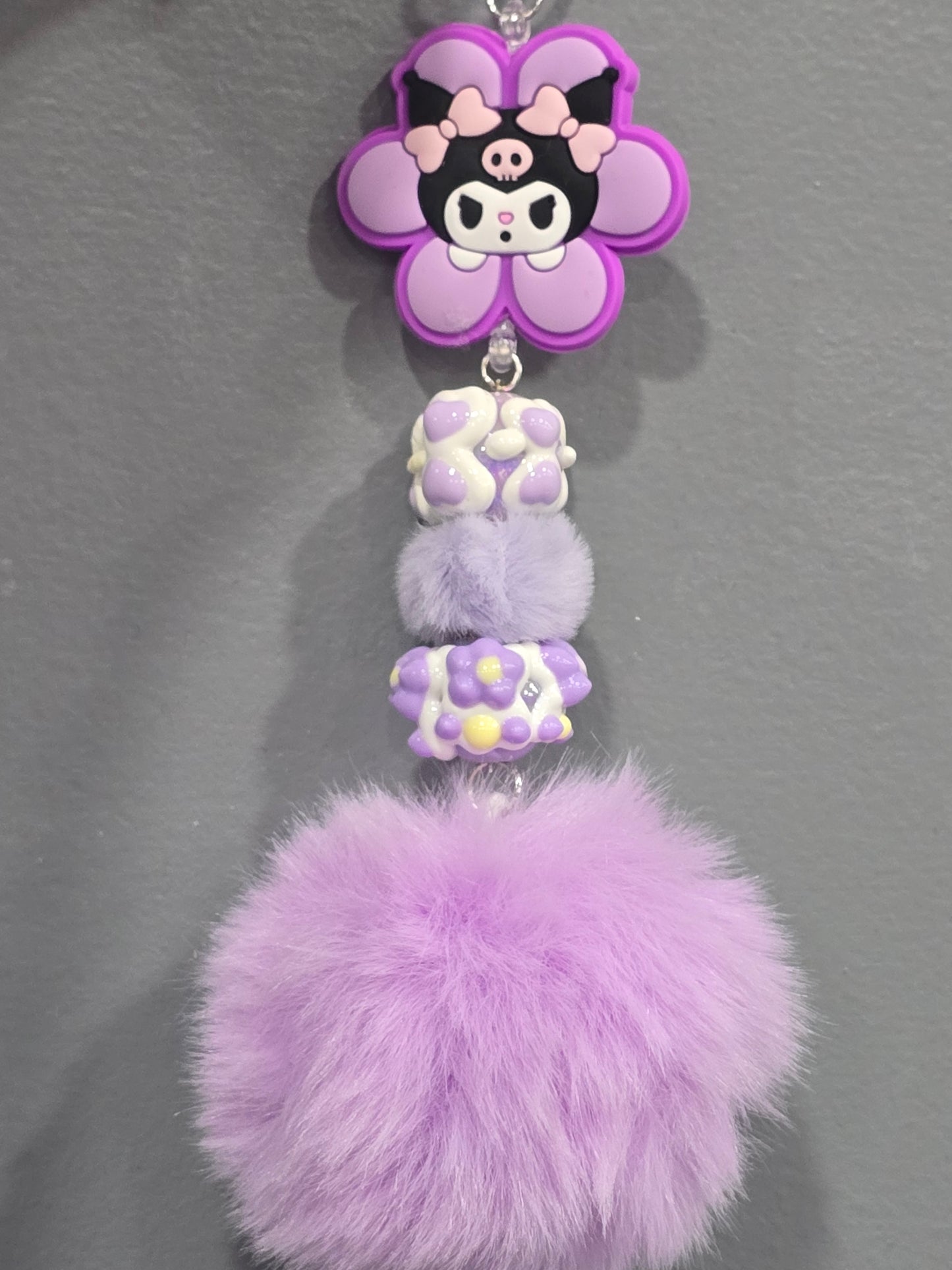 Handmade Purple kuko keychain with pompoms