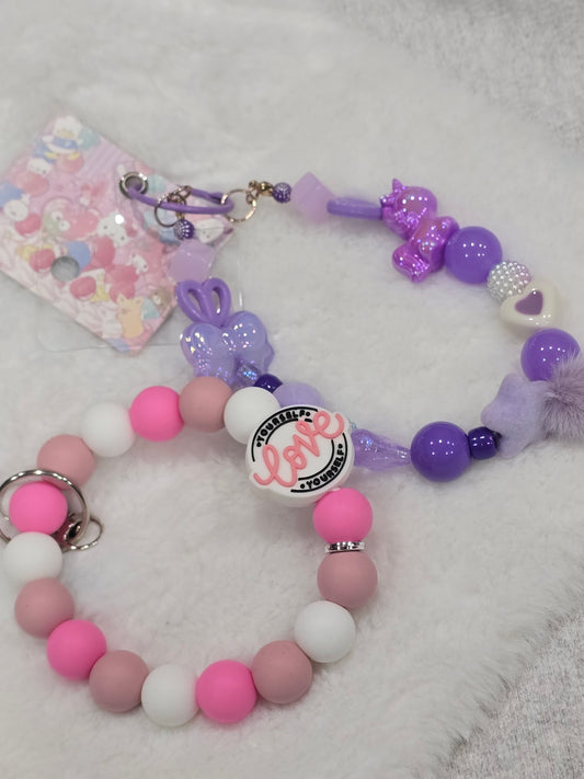 Pink Love and Purple Unicorn- Phone Chain bundle 2pcs