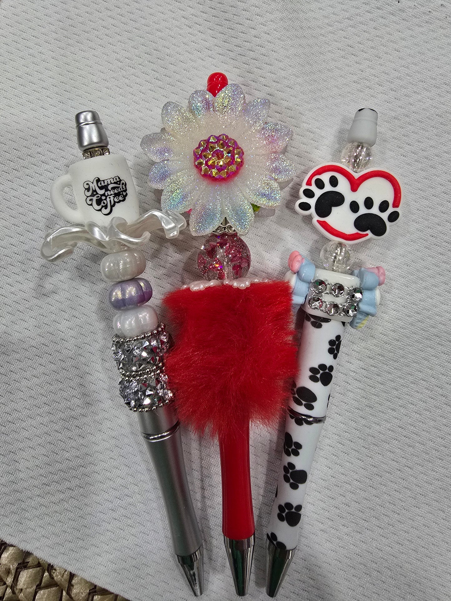 Beadable pen 3pcs mix bundle- flower, cup and heart paw