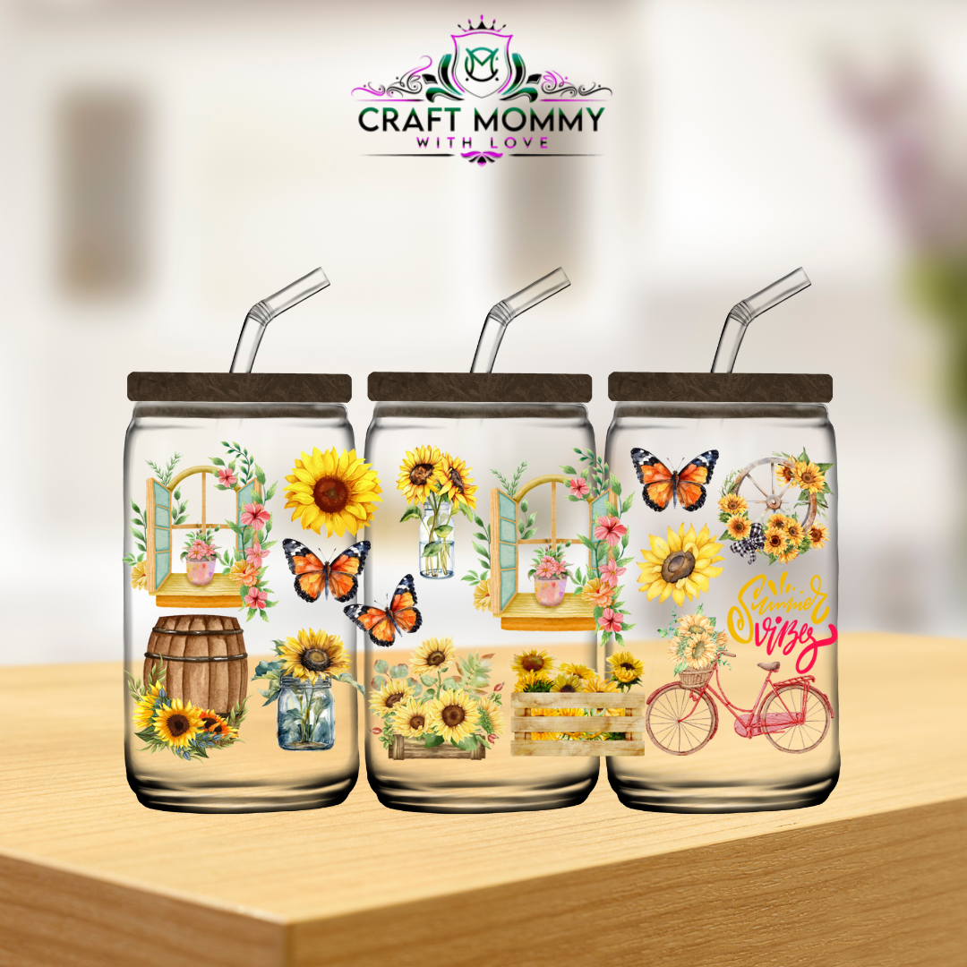 Summer vibes sunflower- UV DTF Stickers